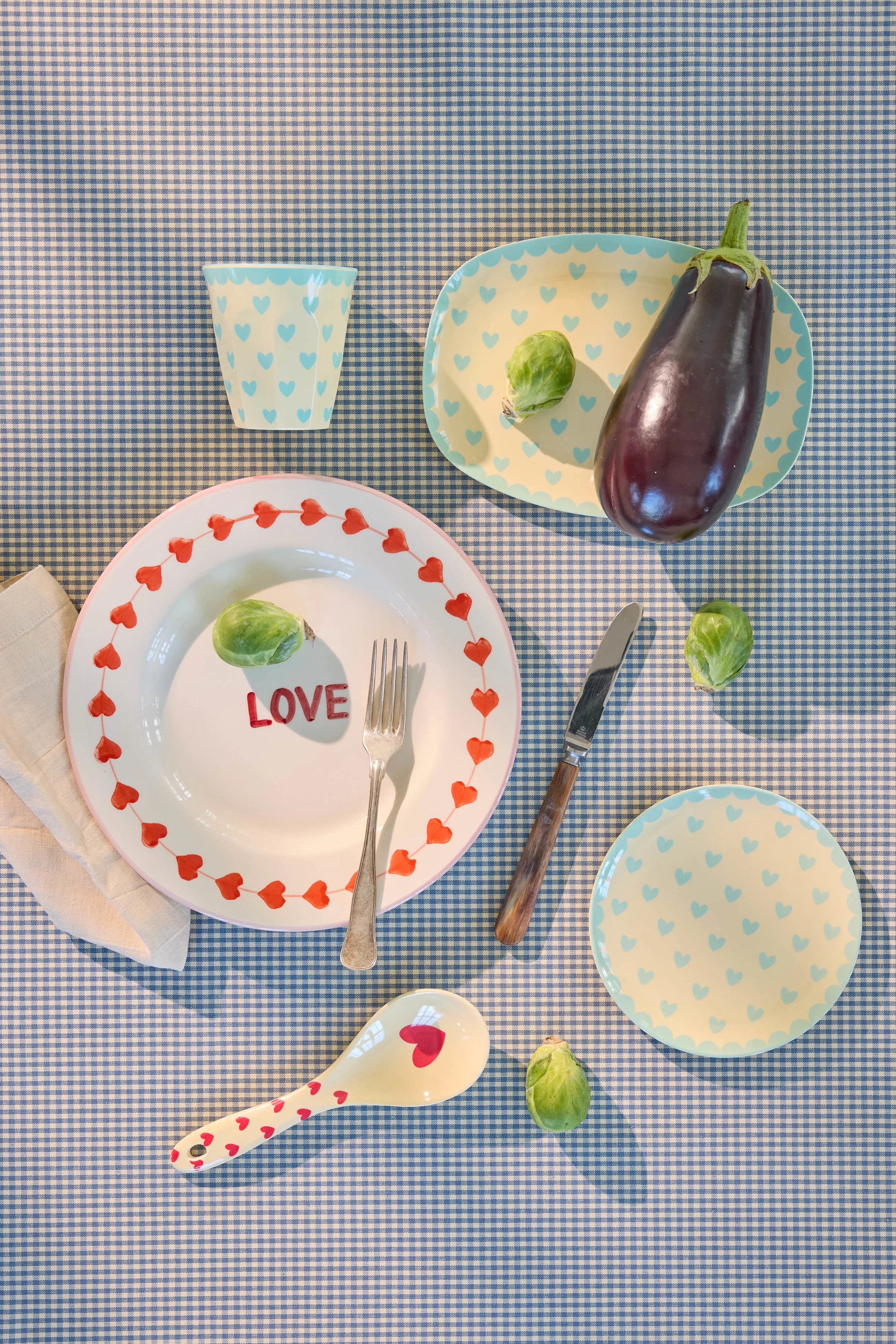 RICE Favorite Hearts Melamin Geschirr & Besteck