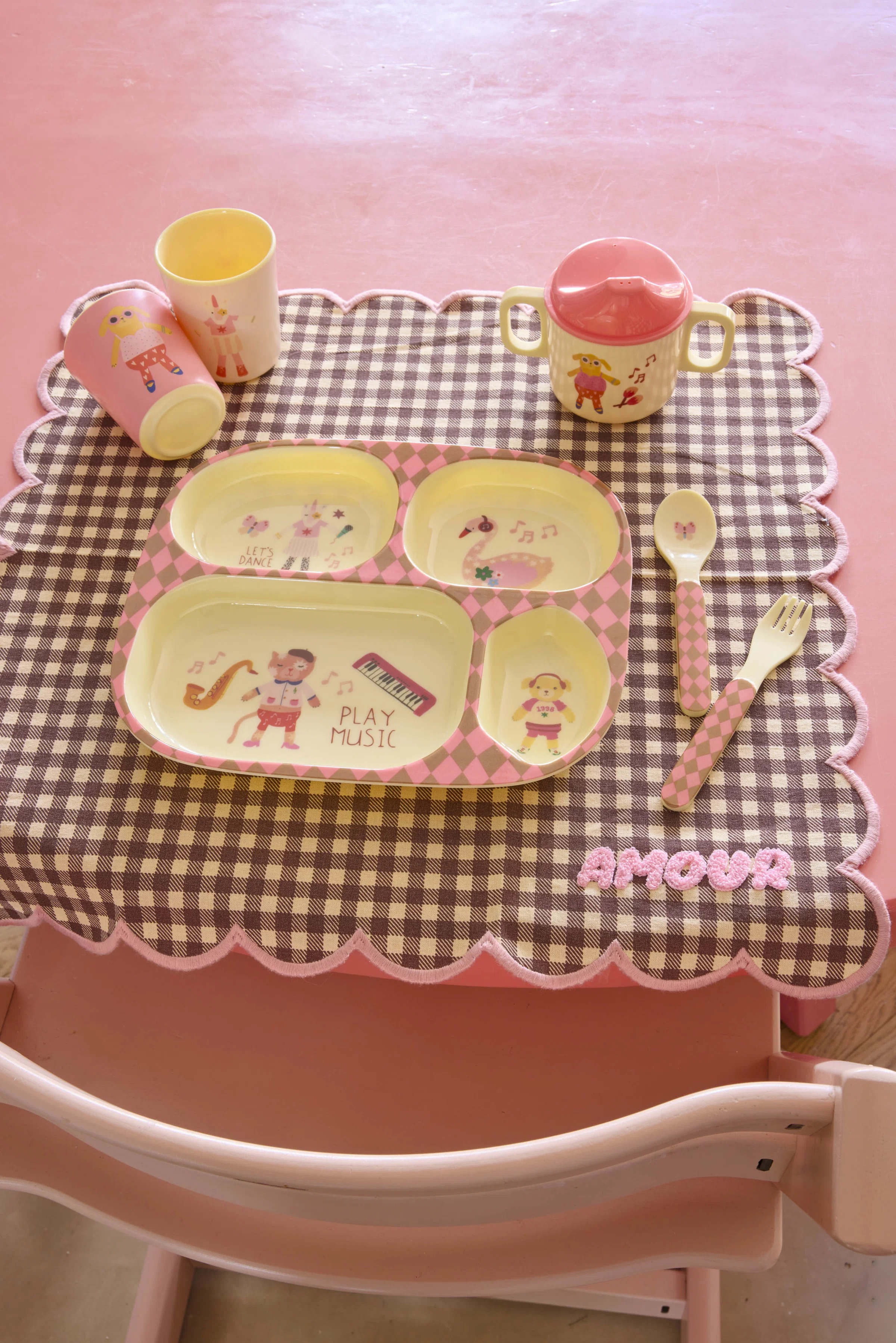 RICE Melamin Kindergeschirr Music Band – Fröhliches Design für Deinen Familientisch