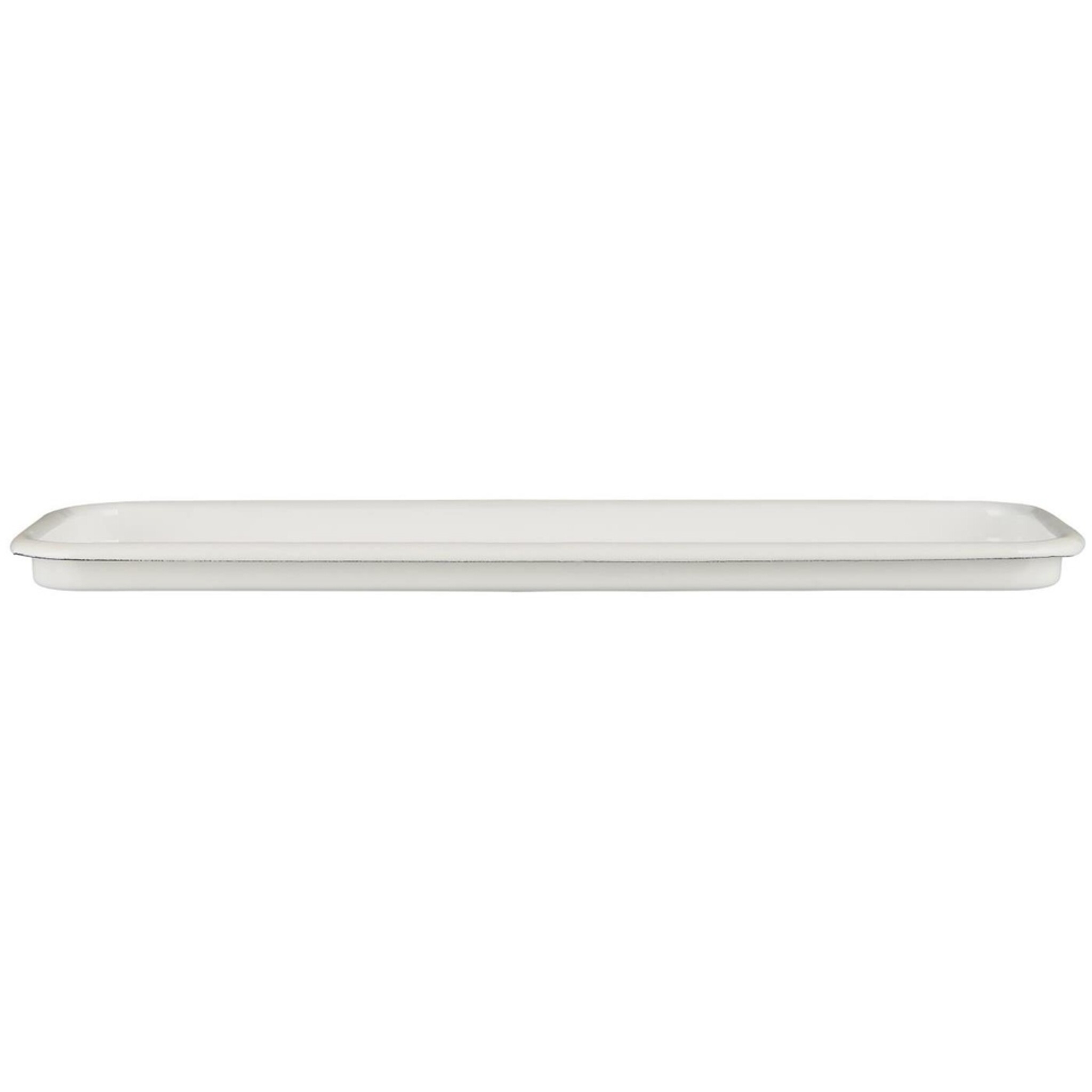 Tablett aus Emaille weiß mit weißer Kante, weiss 35 x 12,7 x 2 cm