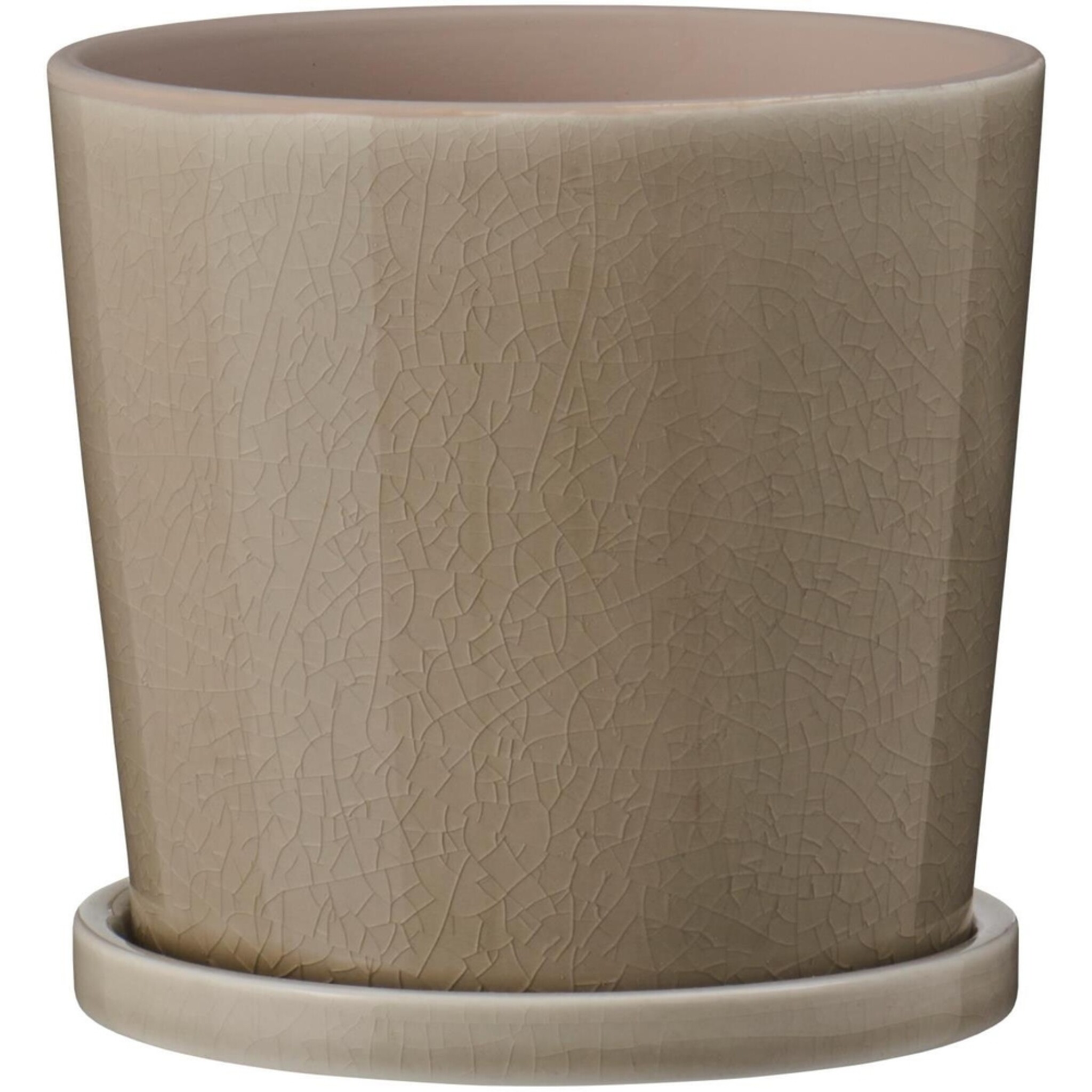 IB Laursen Blumentopf Saga mit Untersetzer, beige H: 11 cm, Ø: 11,5 cm