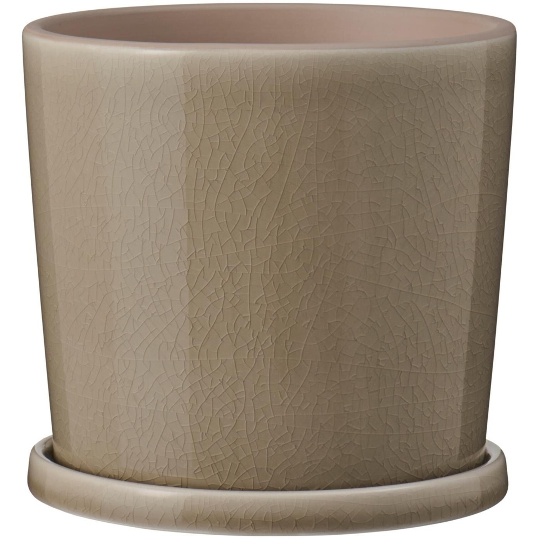 IB Laursen Blumentopf Saga mit Untersetzer, beige H: 13,4 cm, Ø: 13,8 cm