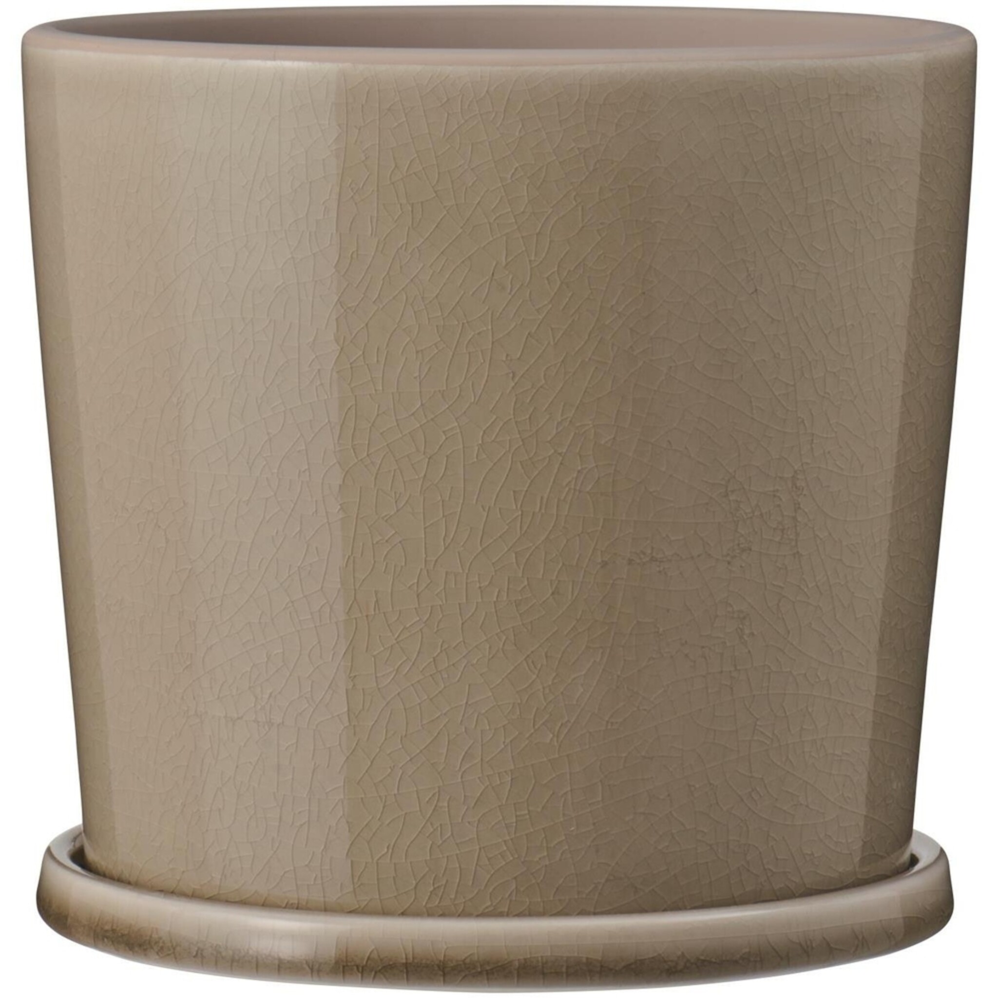 IB Laursen Blumentopf Saga mit Untersetzer, beige H: 15 cm, Ø: 16 cm