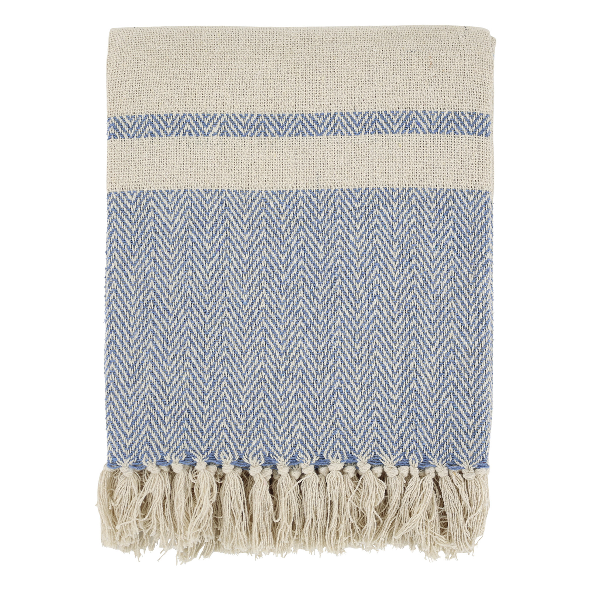 Chic Antique Aix Plaid Garnüberschuss Blau Creme, sky blue 