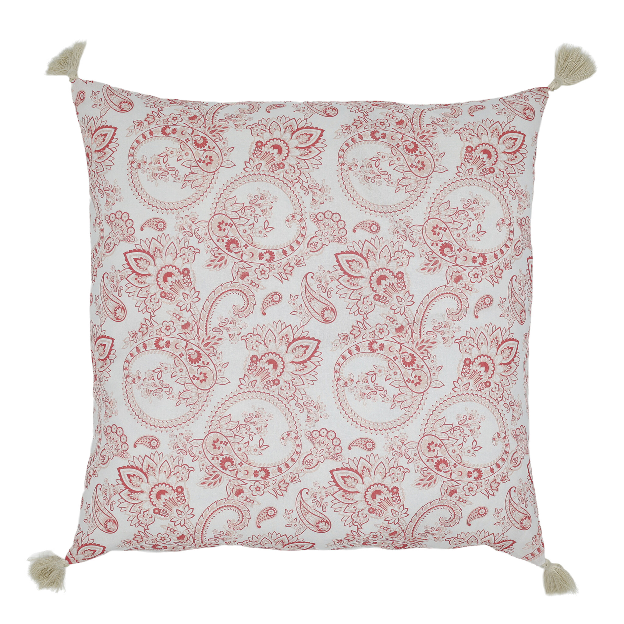 Chic Antique Aix Kissenbezug mit Quasten & Paisley-Motiv in Rosa, 50x50 cm, rosa 