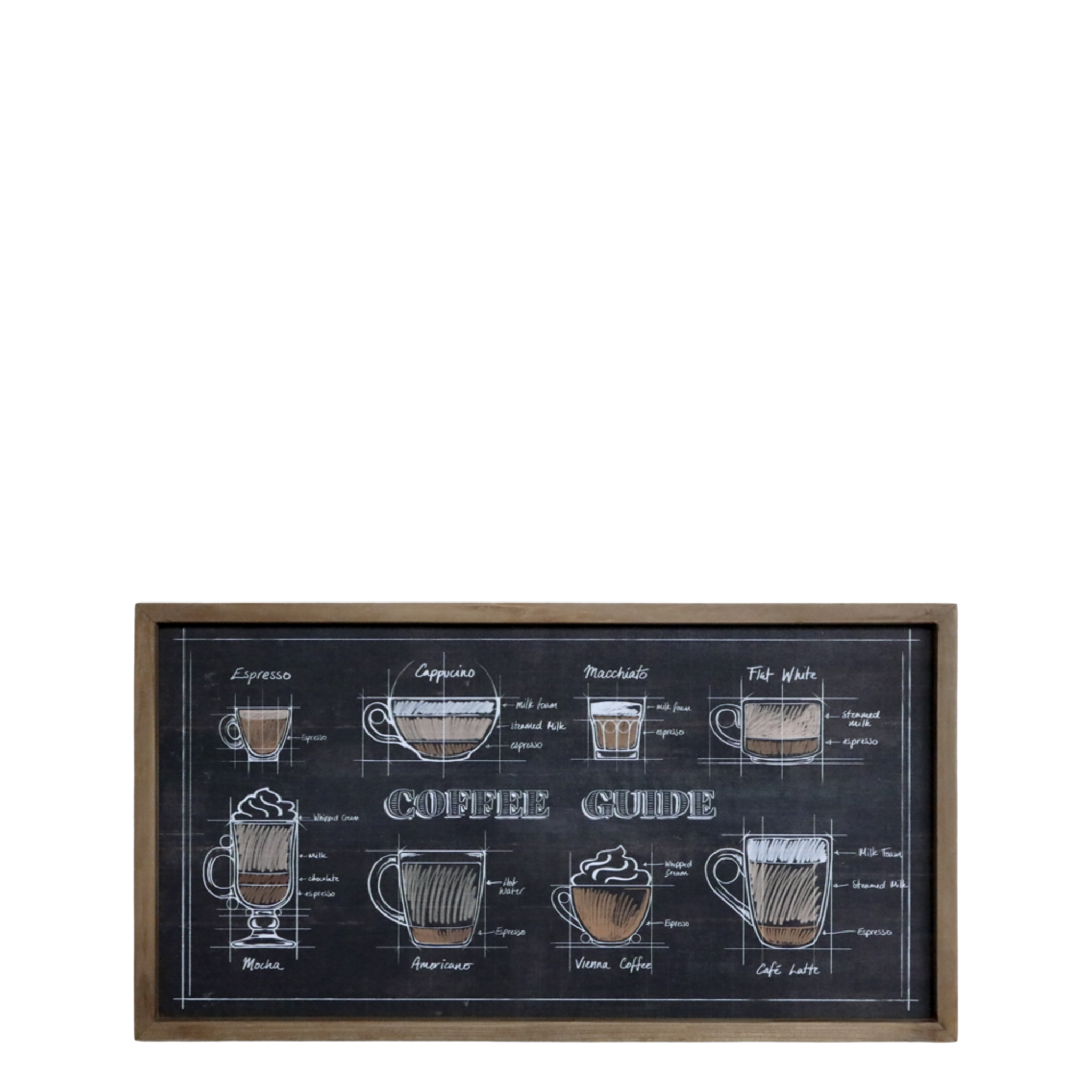 Küchen Bild mit Kaffee Motiv und Naturrahmen, schwarz 
