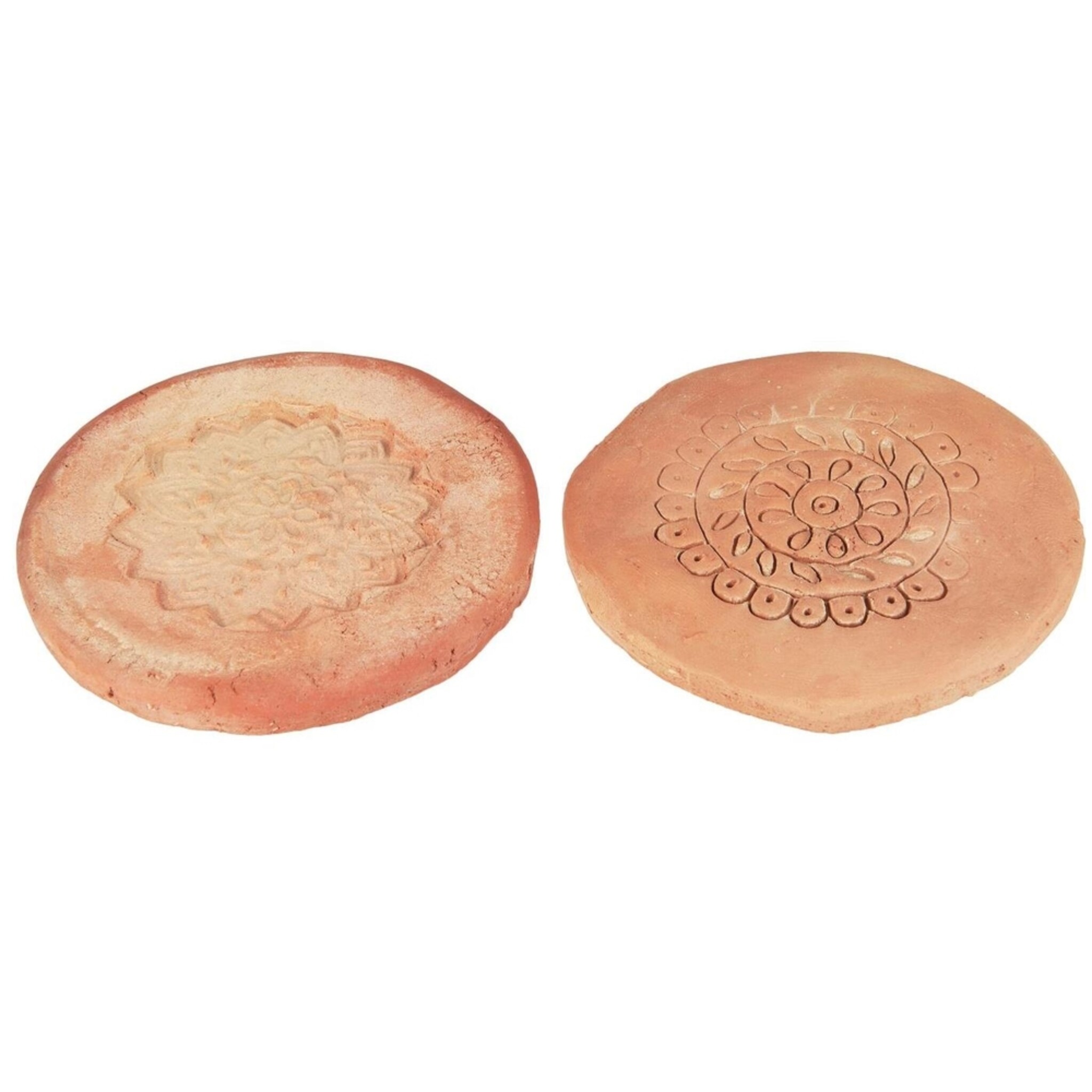 Terrakotta Untersetzer Unika mit Muster, terrakotta Höhe 0,7, Ø 8 cm