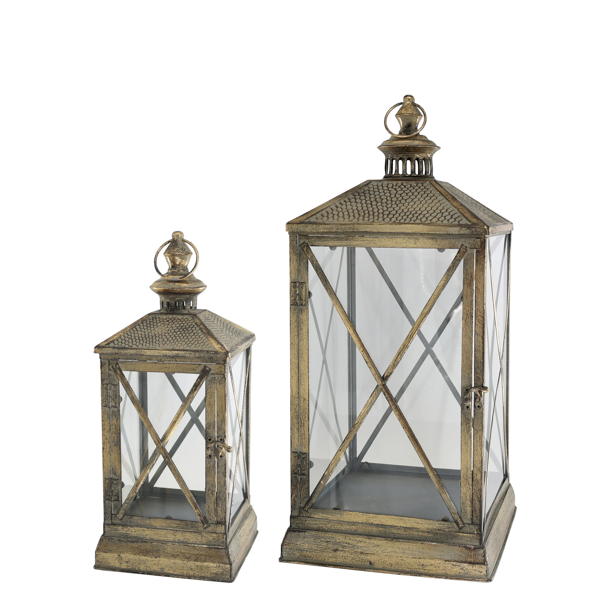 Chic Antique Laternen-Set im Französischen Landhausstil, messing 
