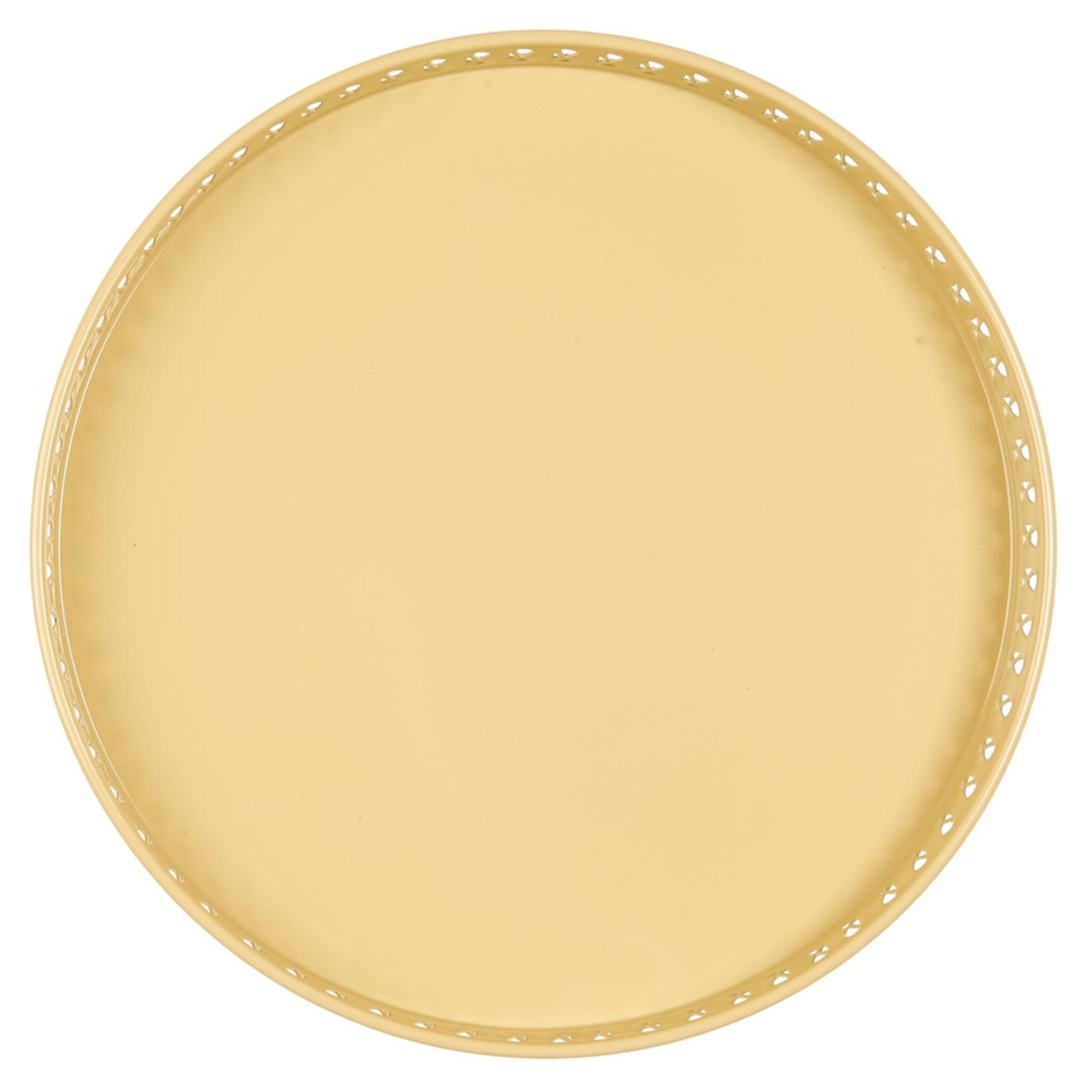 Metall Tablett mit gemusterter Kante, beige 
