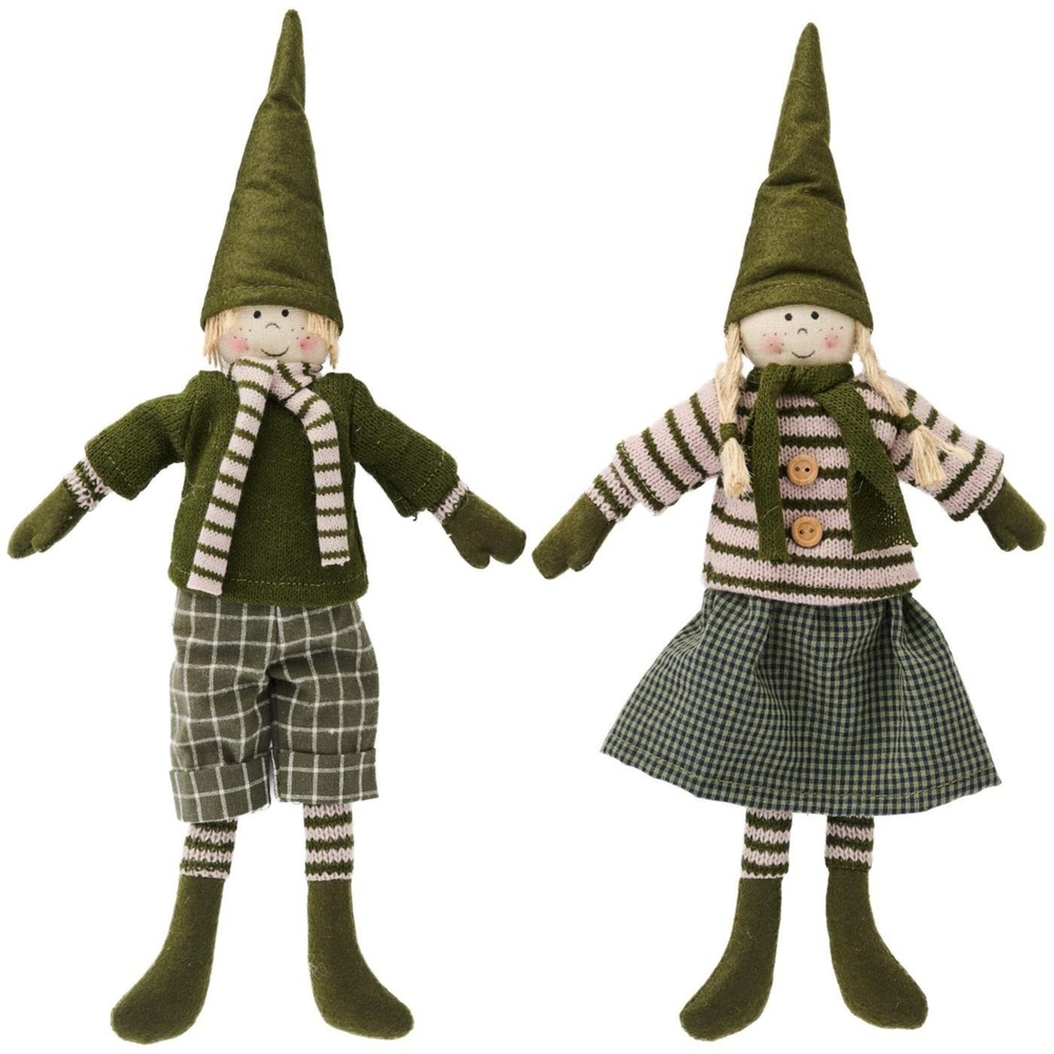 IB Laursen Wichtelpärchen Line und Louie Stillenat Olivengrün 40 cm