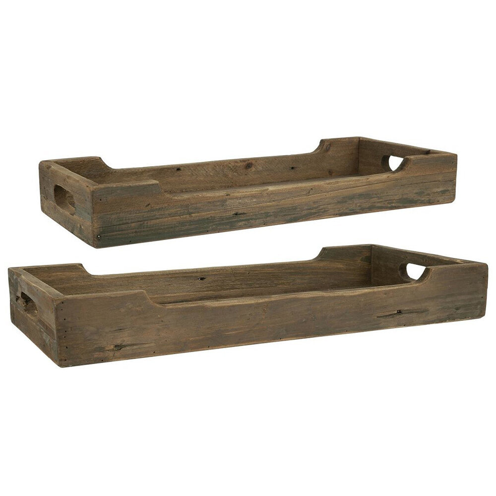 2er Holz-Tablett-Satz UNIKA, braun 