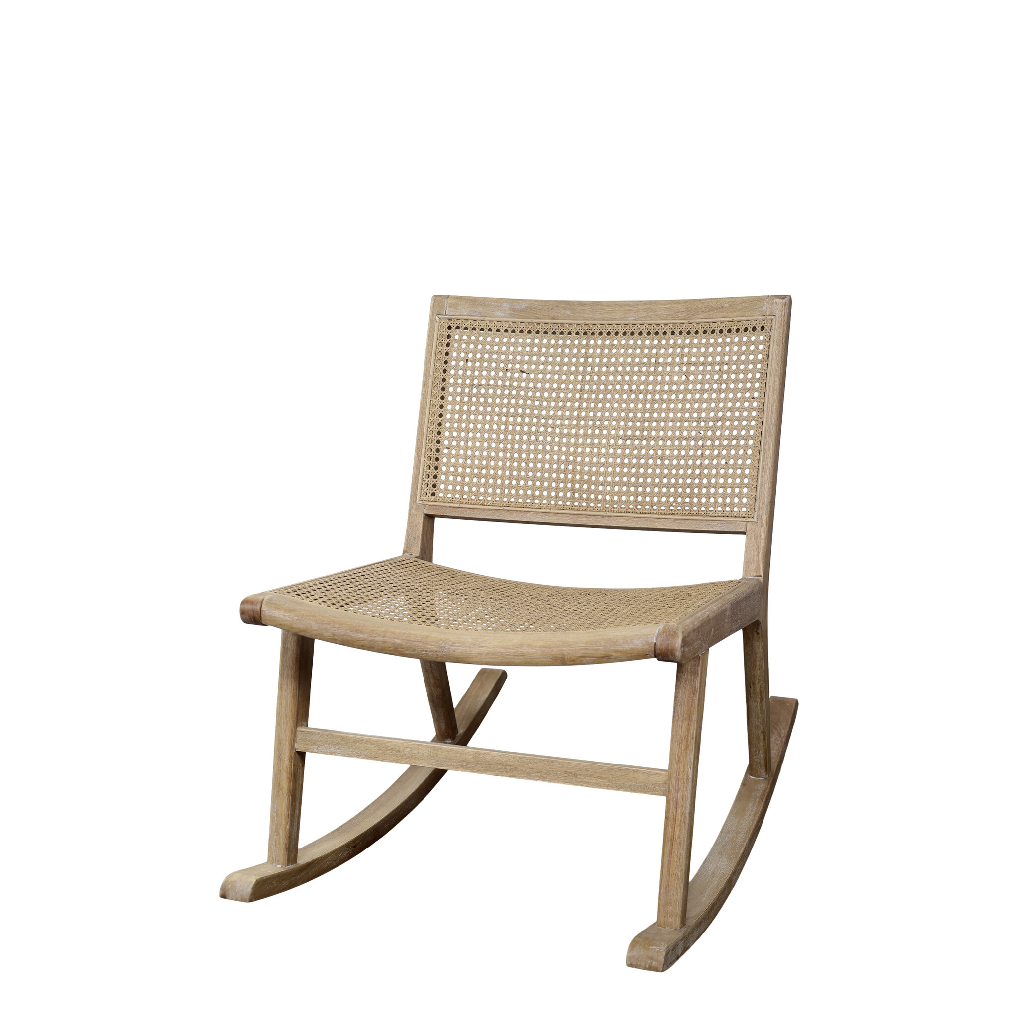 Chic Antique Brocante Schaukelstuhl aus Rattan & Gummibaum, natur 