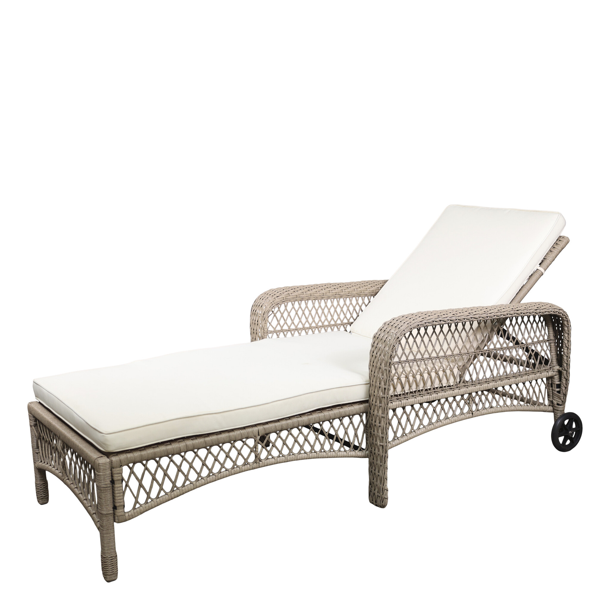 Chic Antique Liegestuhl mit Rädern – Geflochten, Landhausstil, natur 
