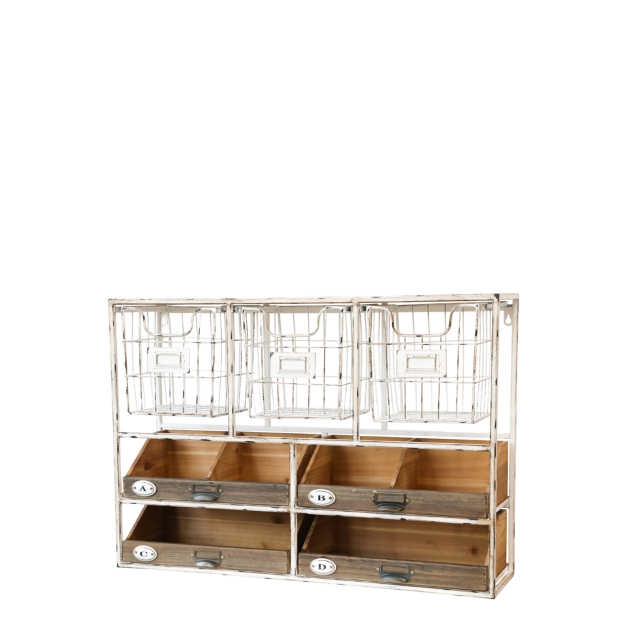 Chic Antique Wandregal mit Schubladen, creme 