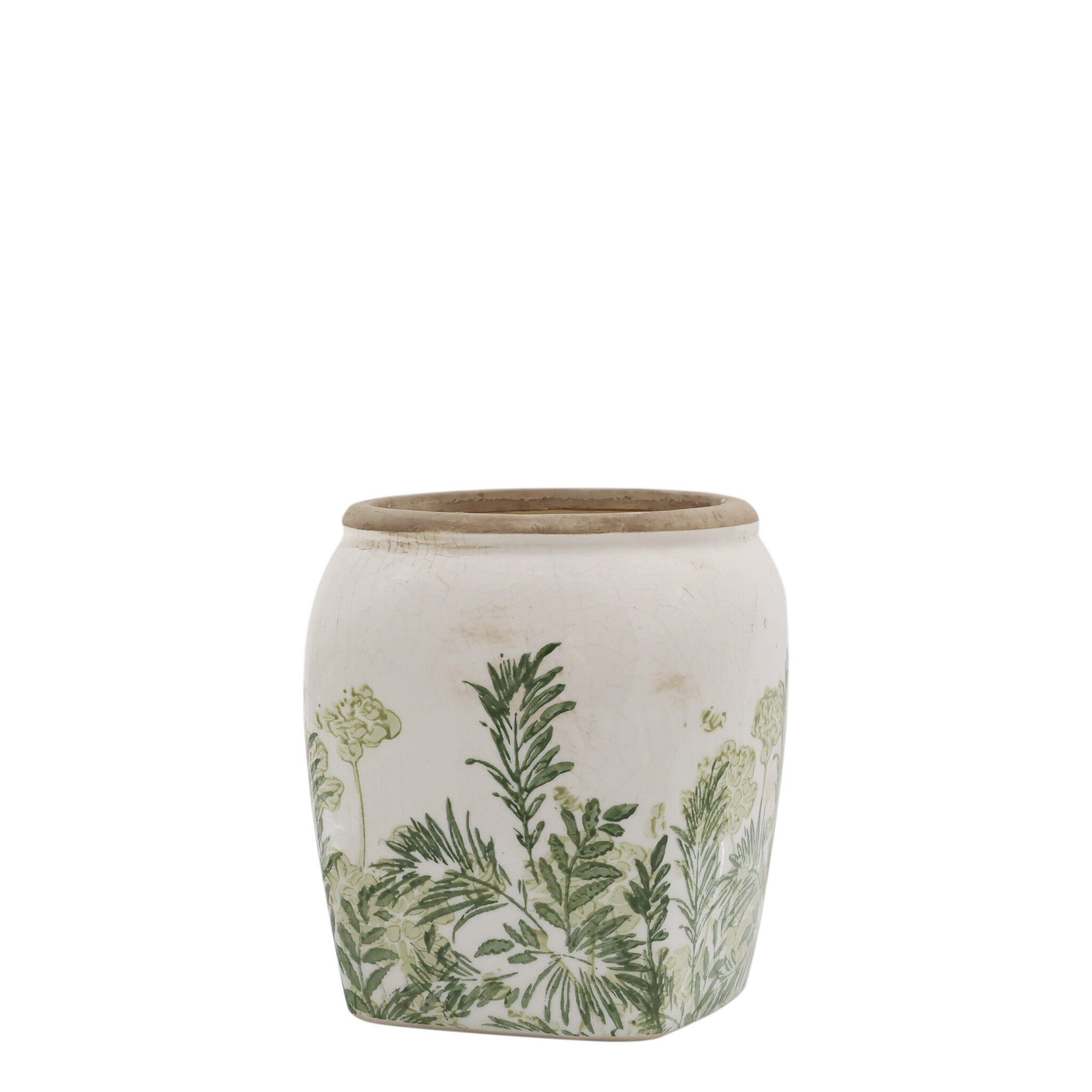 Laval Übertopf mit Blumendruck | Keramik im Landhausstil, verte 13 cm, Ø 12 cm