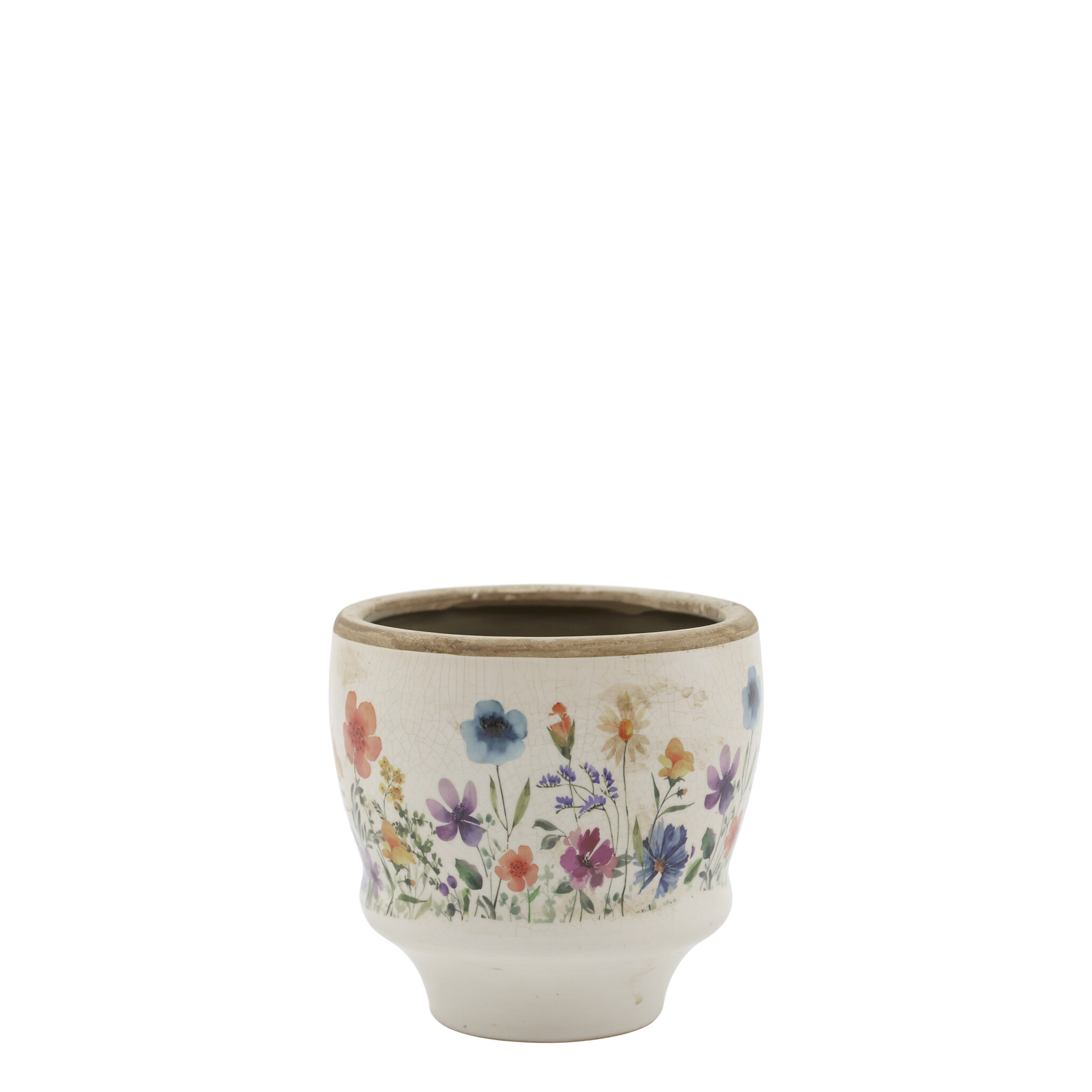 Fleurville Übertopf – Vintage Keramik Blumentopf, creme 12,5 cm, Ø14 cm