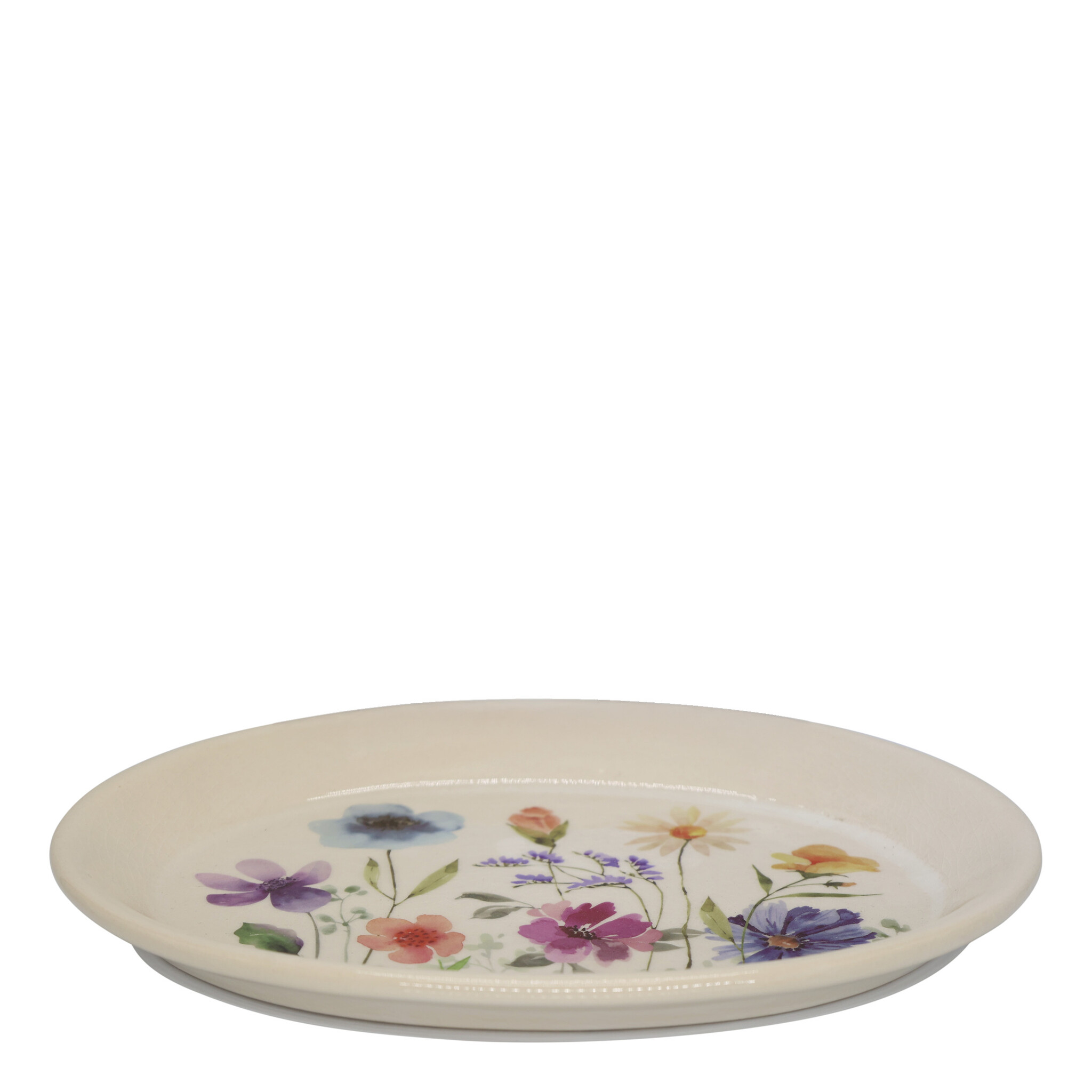 Fleurville Tablett – Romantisches Keramiktablett im Landhausstil, creme 