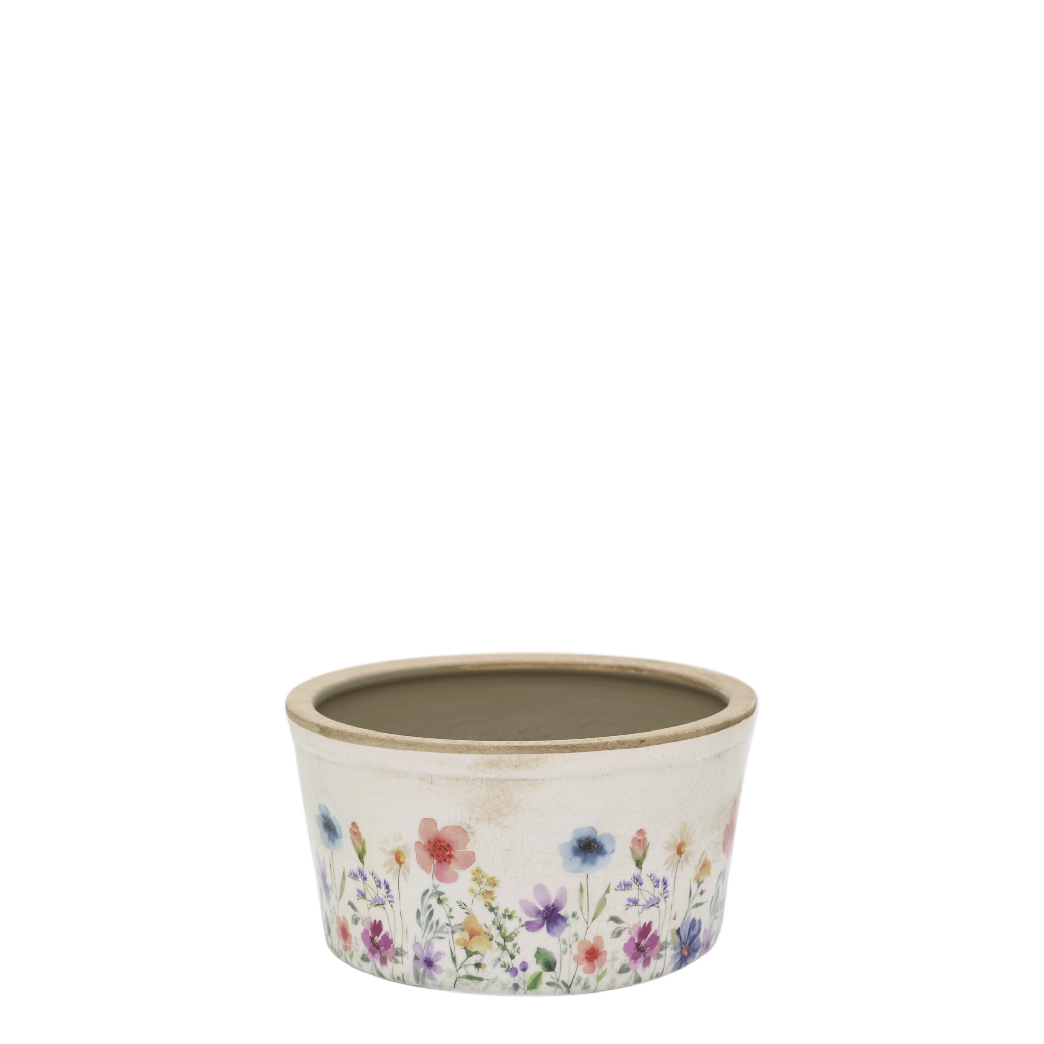 Breiter Keramik-Pflanztopf Fleurville, creme 