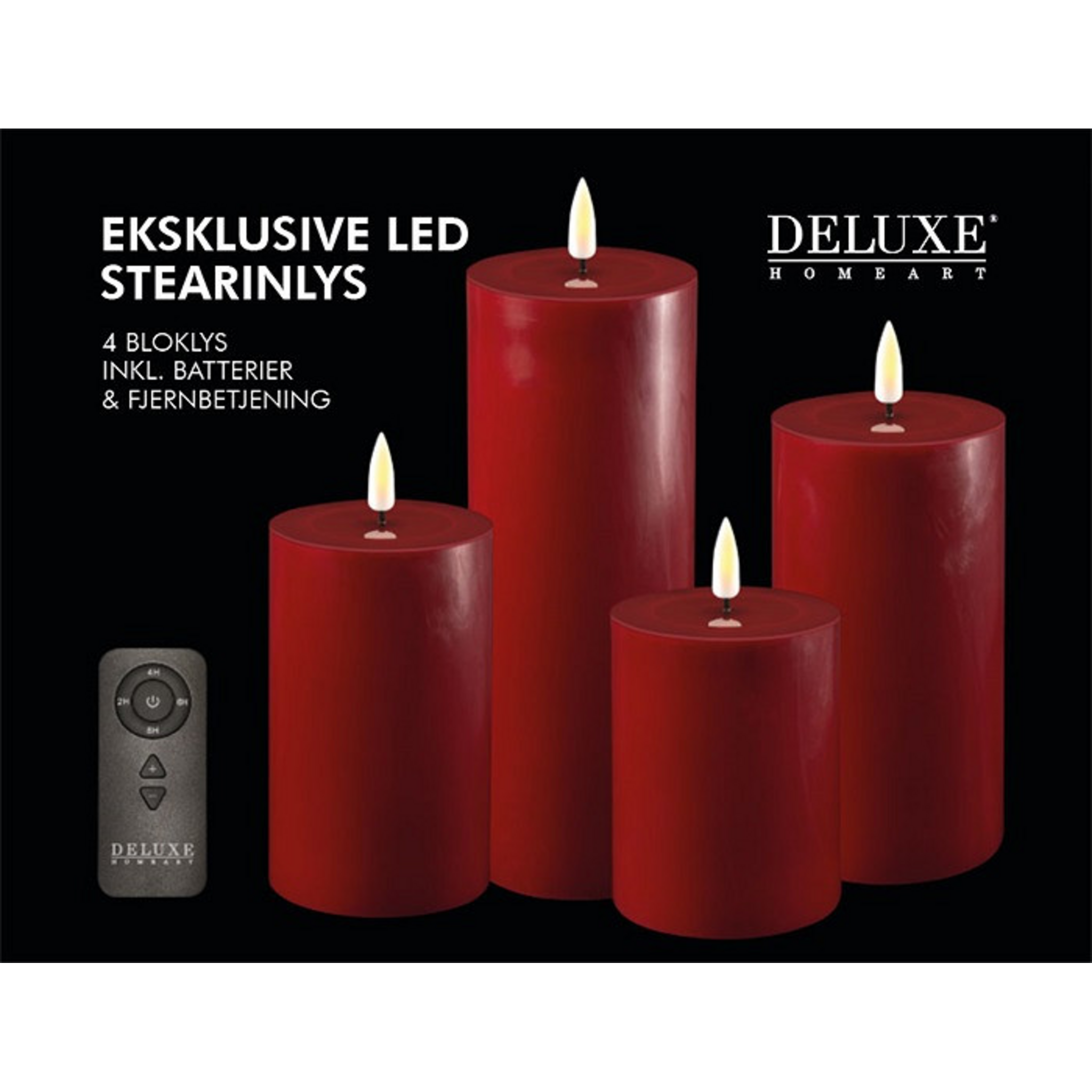 Geschenkbox LED Blockkerzen Set mit Fernbedienung, rot 