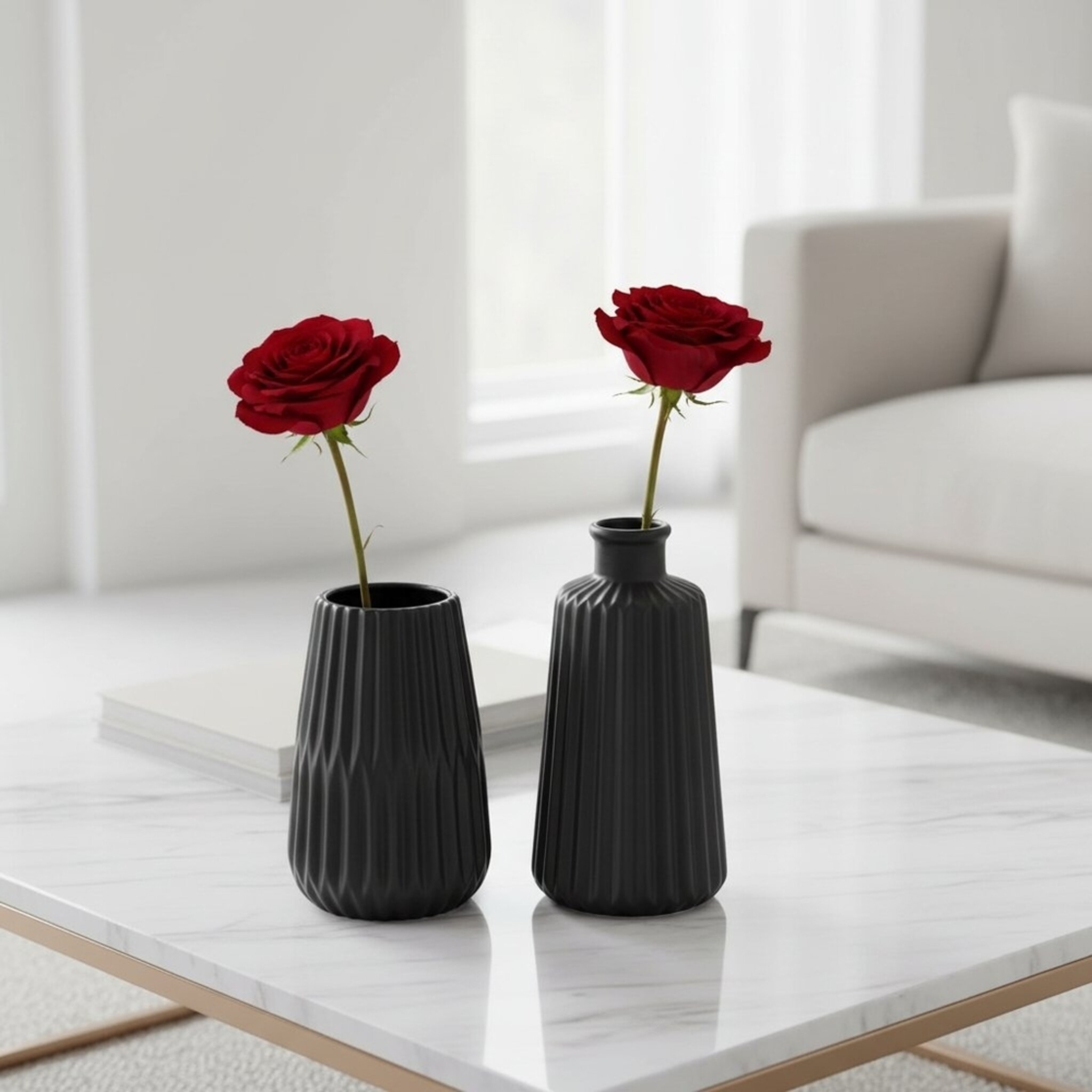 Vase Esko 2er-Set, schwarz 