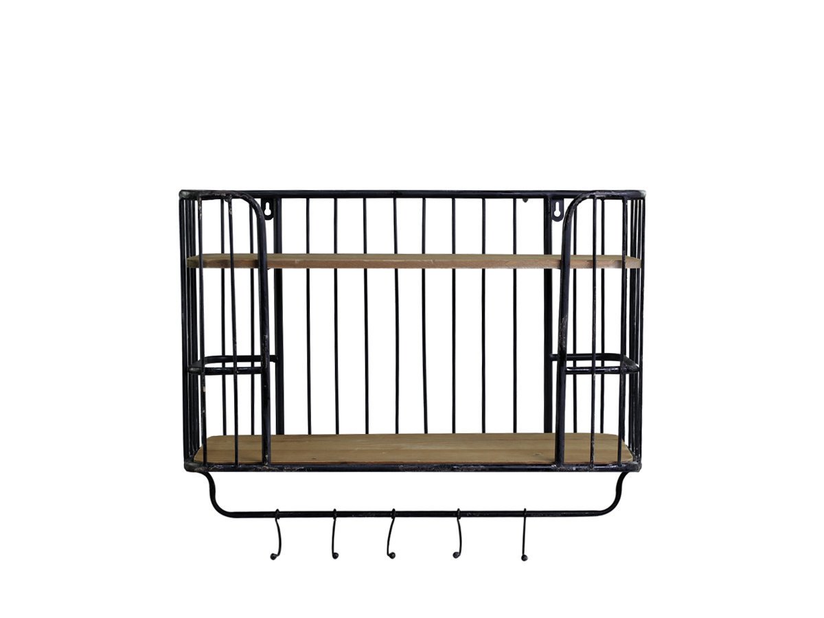 Altes Regal Garderobe mit Haken, schwarz 52 x 20 x 45 cm