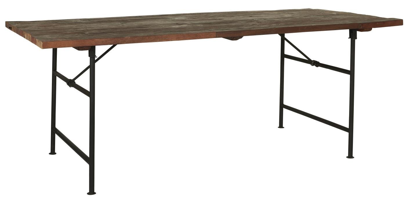 Langer Tisch Unika mit Holzplatte und Metallgestell, braun 