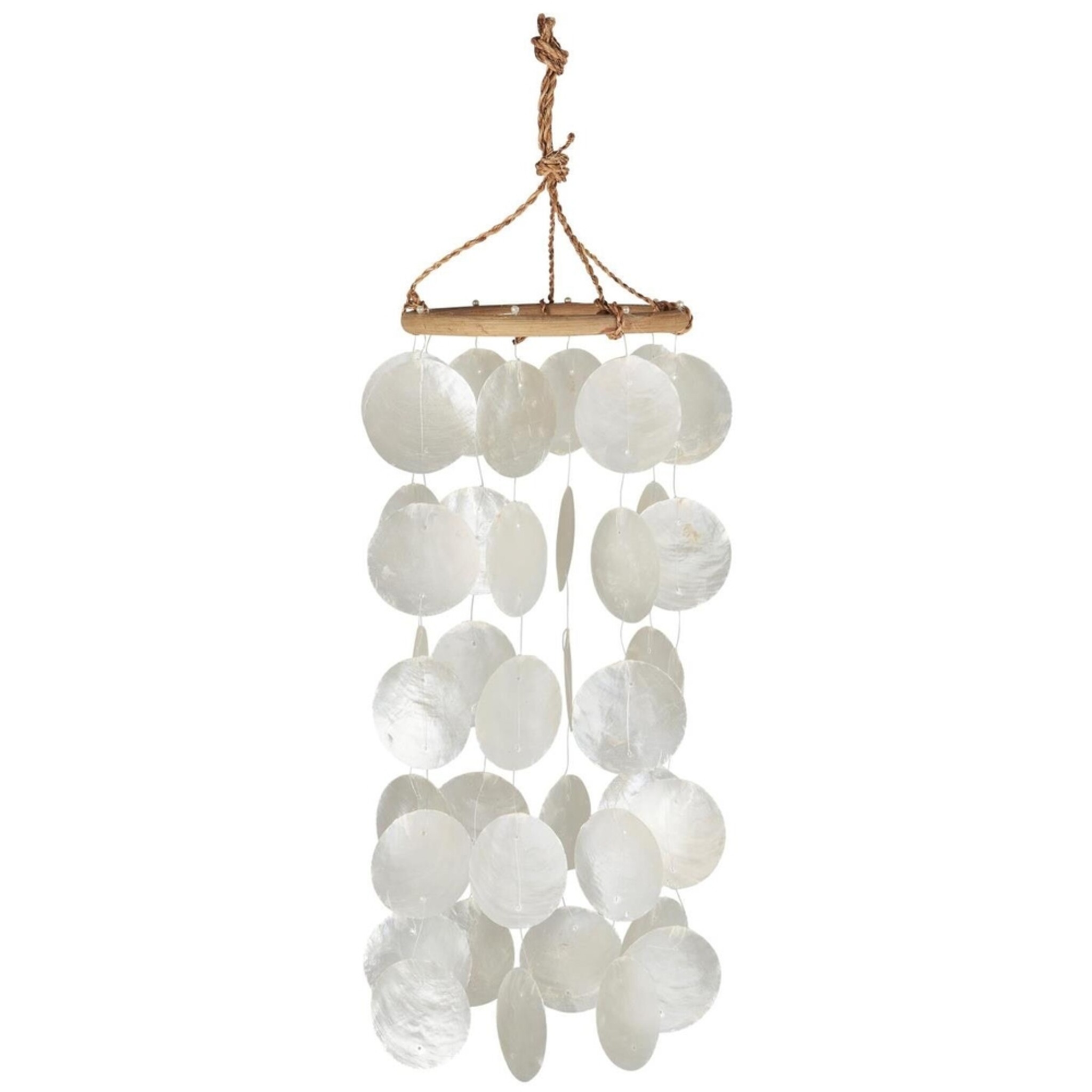 Windspiel mit Strandmuscheln, weiss Höhe 35, Ø 15 cm