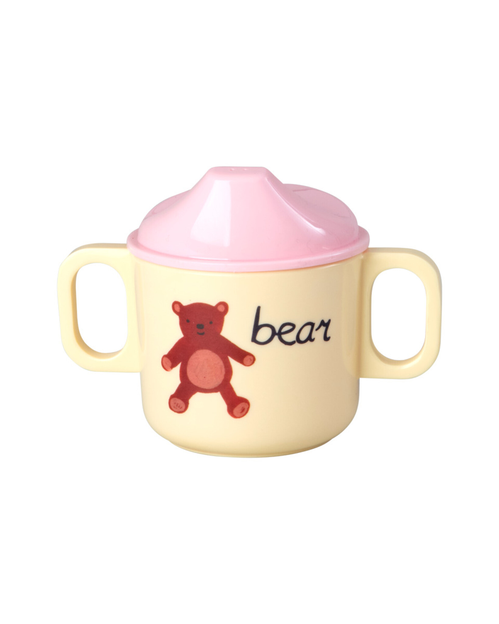 RICE Melamin Babybecher mit 2 Henkeln – ABC, pink 