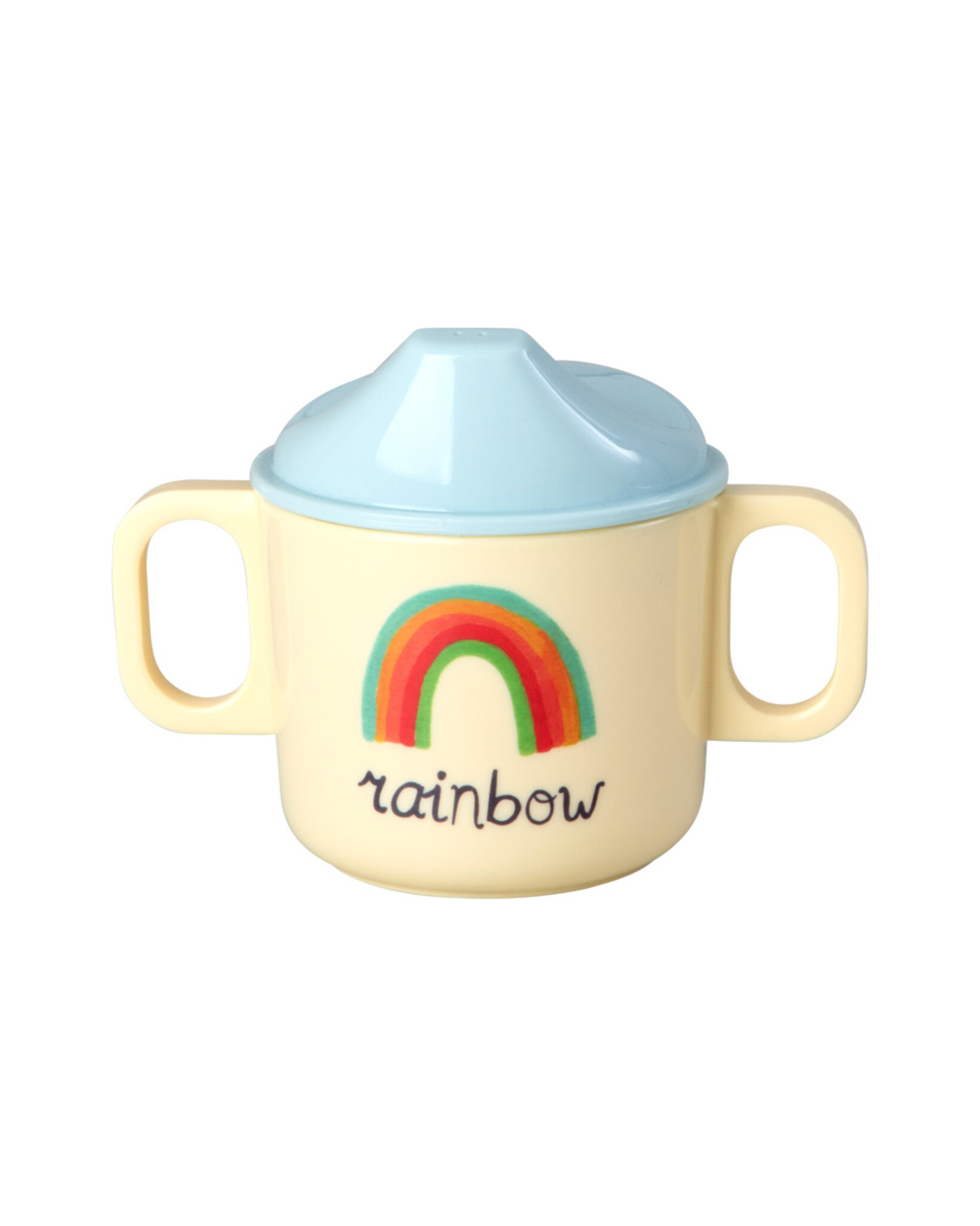 RICE Melamin Babybecher mit 2 Henkeln – ABC, blau 
