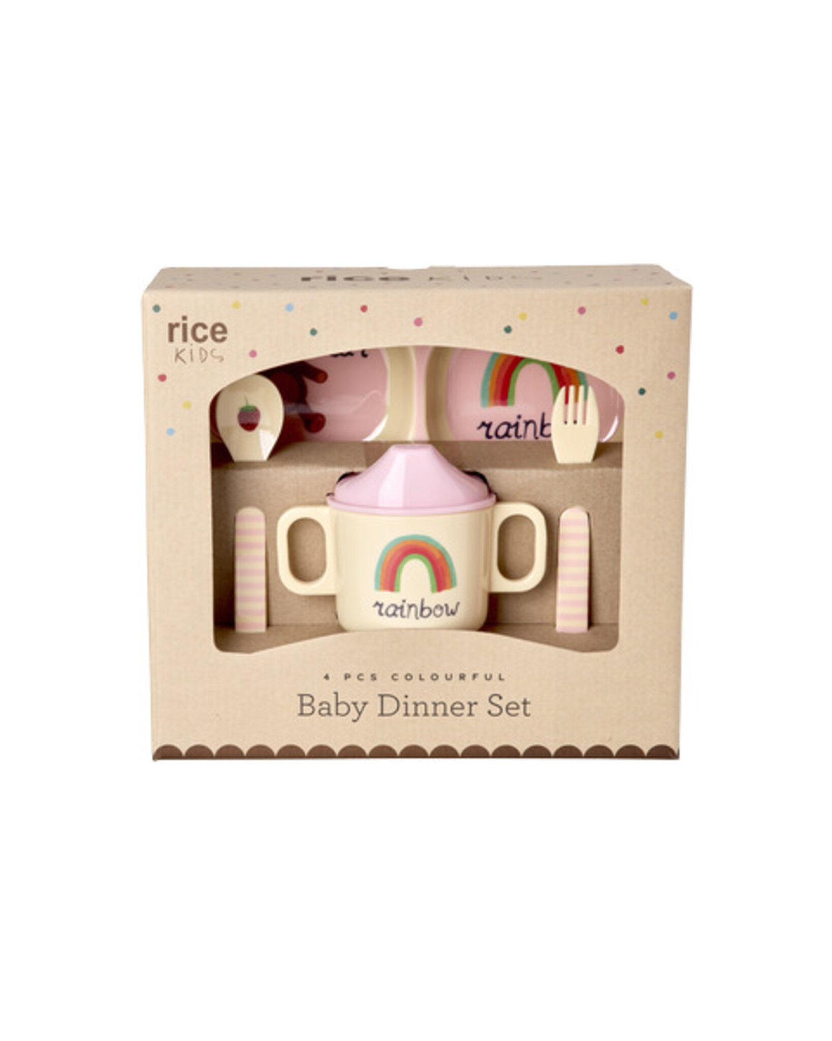 RICE Melamin Baby-Set ABC in Geschenkbox, 4-teilig, blau 