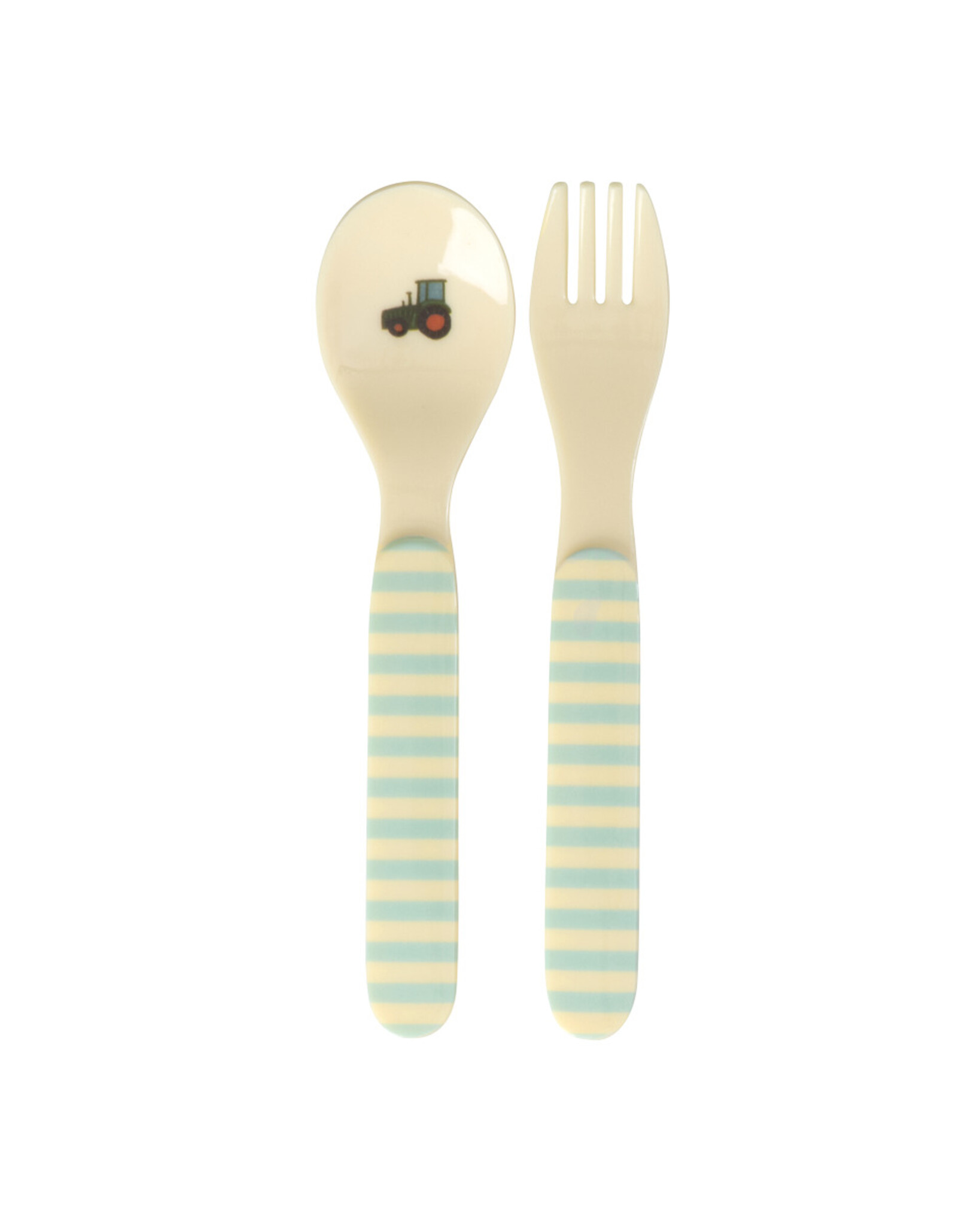 RICE Kinderbesteck Set aus Melamin ABC, blau 