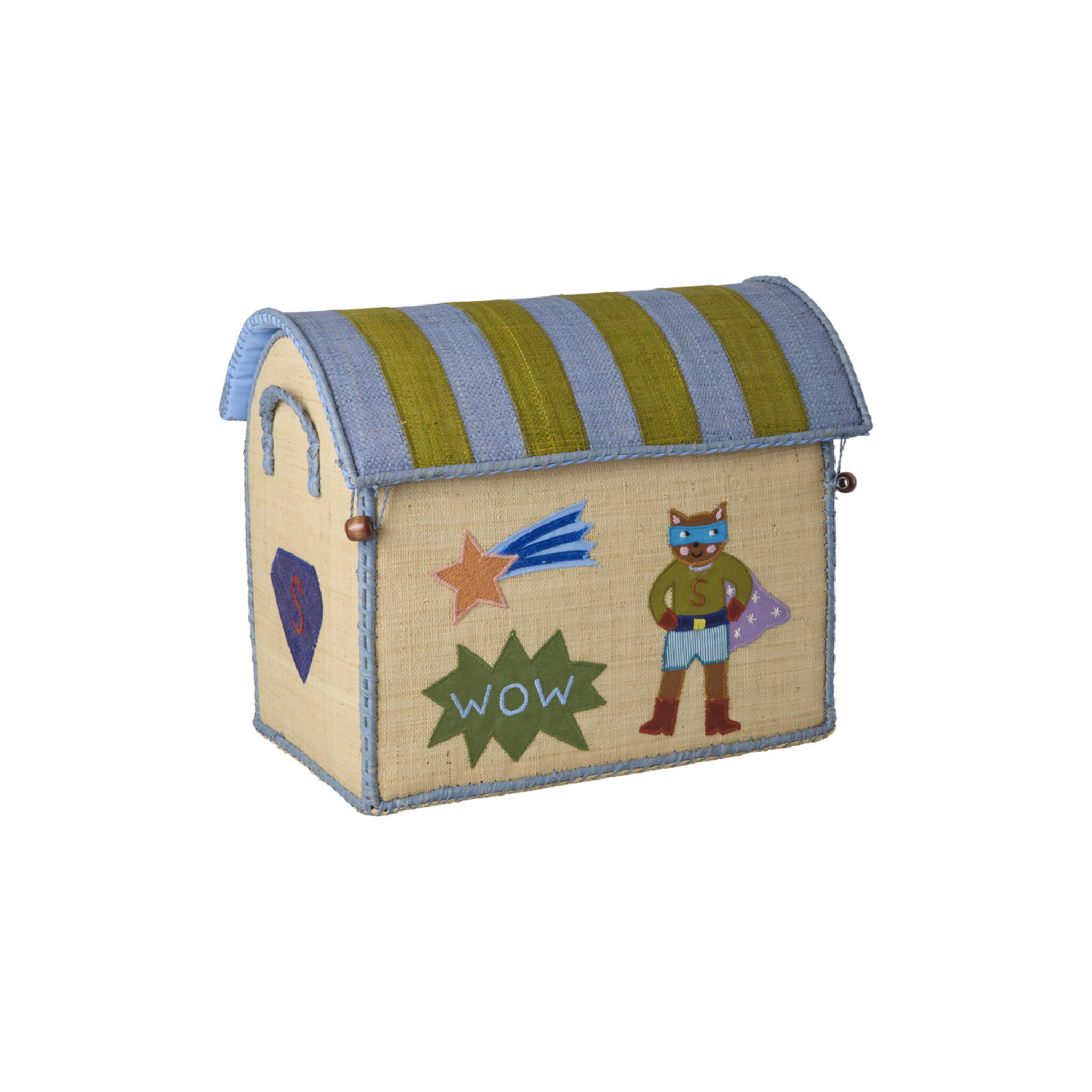 Raffia Spielzeugkörbe Hero Blau – 3er-Set,  