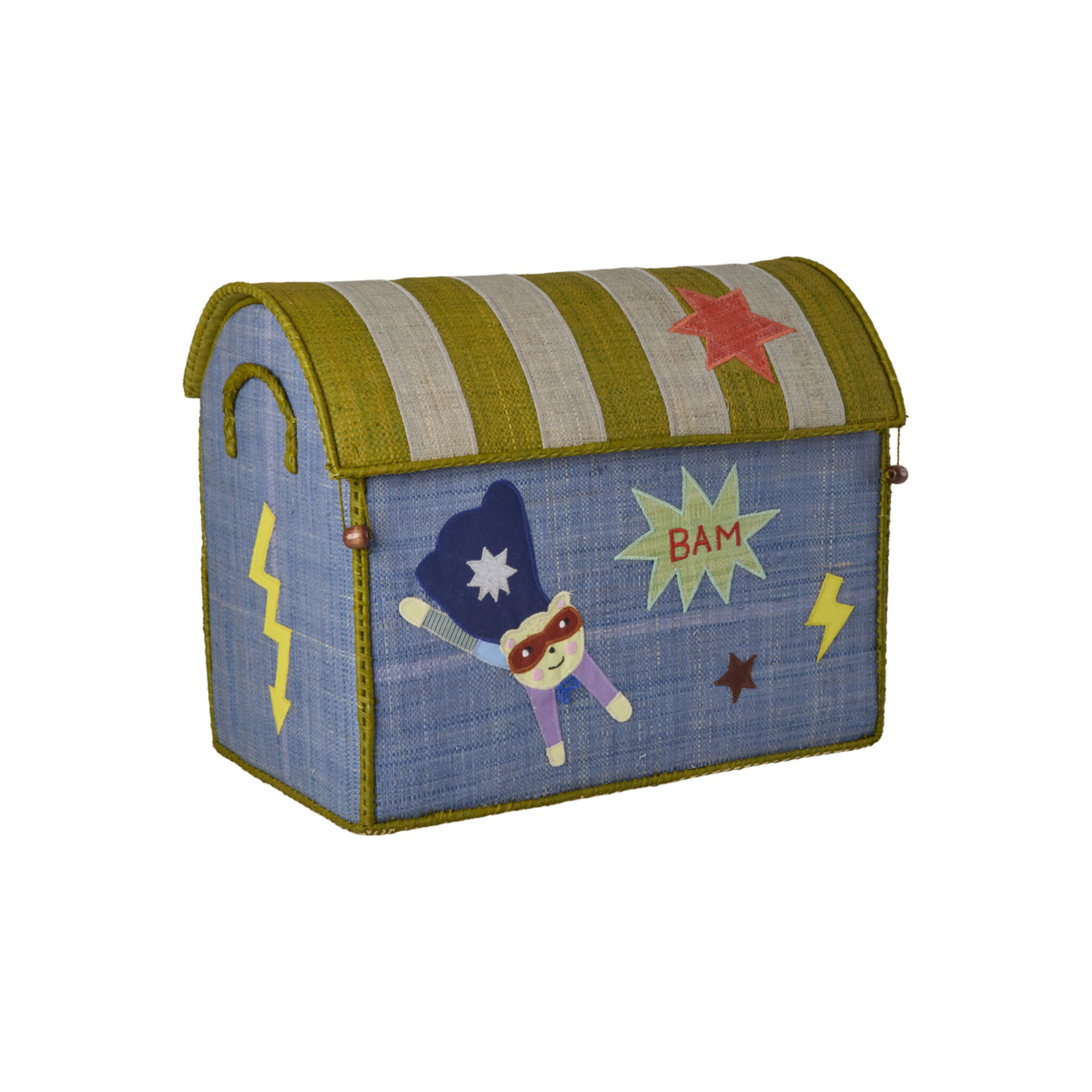Raffia Spielzeugkörbe Hero Blau – 3er-Set,  