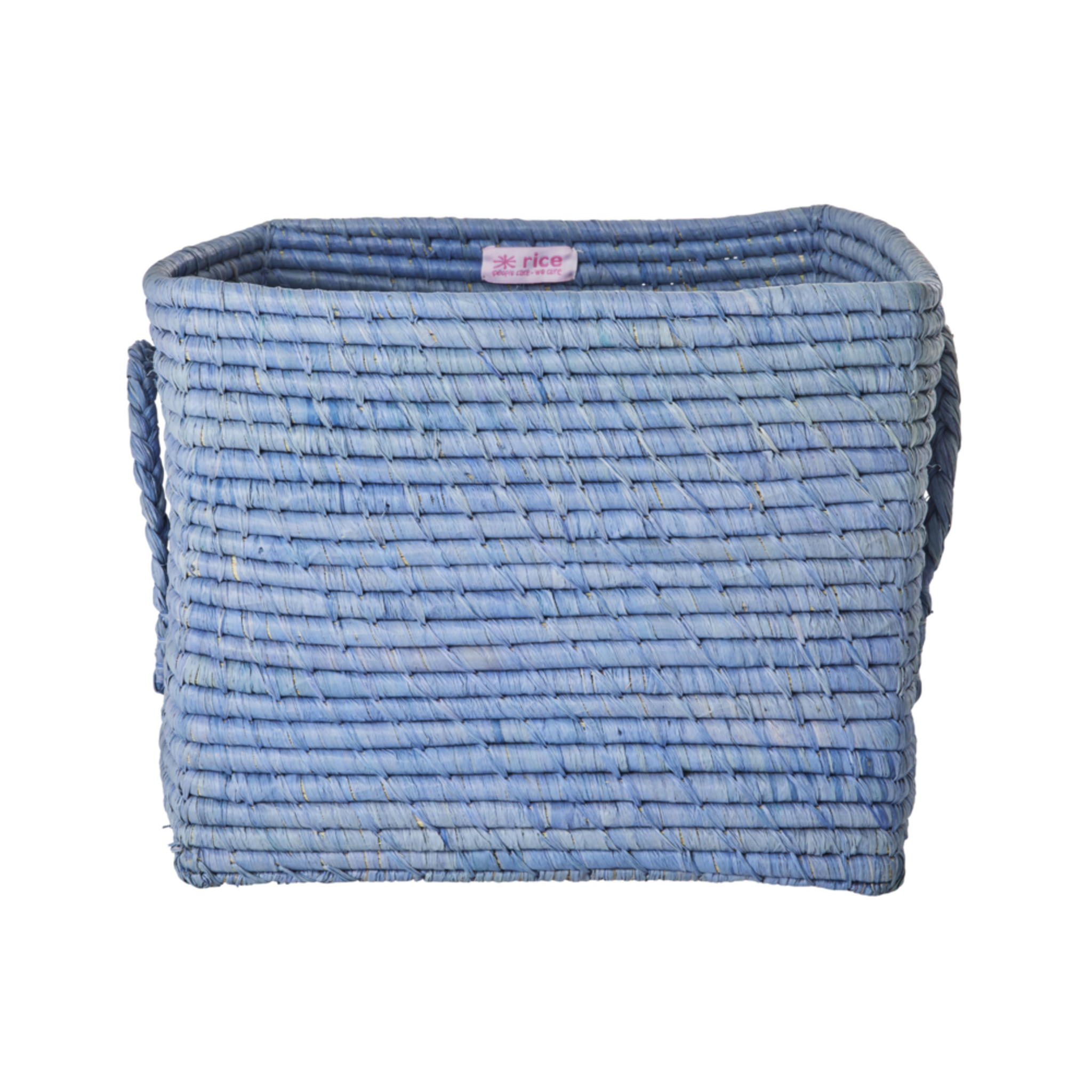 Quadratischer Raffia Aufbewahrungskorb, blau 