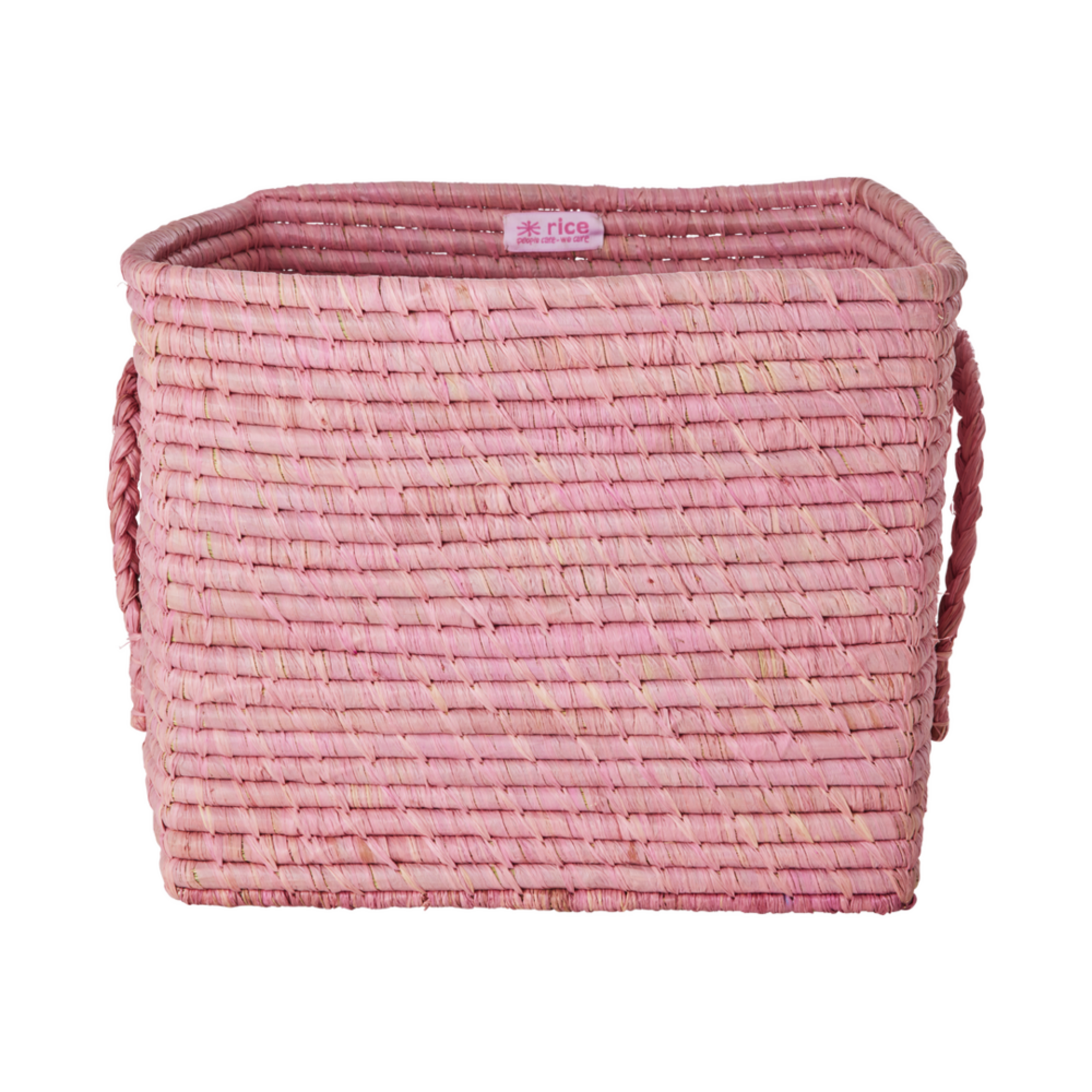 Quadratischer Raffia Aufbewahrungskorb, pink 