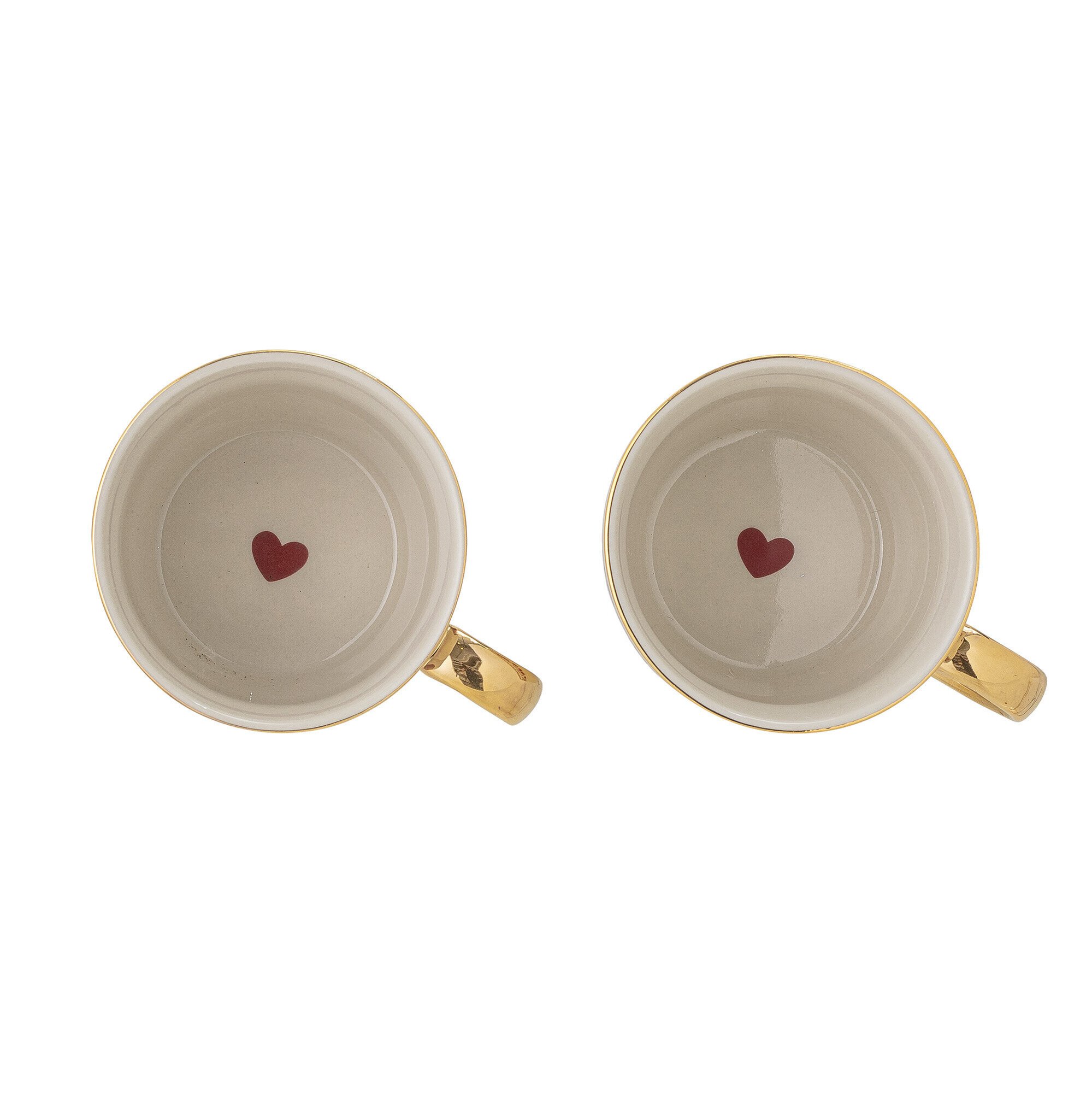 2er Set Becher Jolly mit Henkel und Muster, weiss, gold, rot 