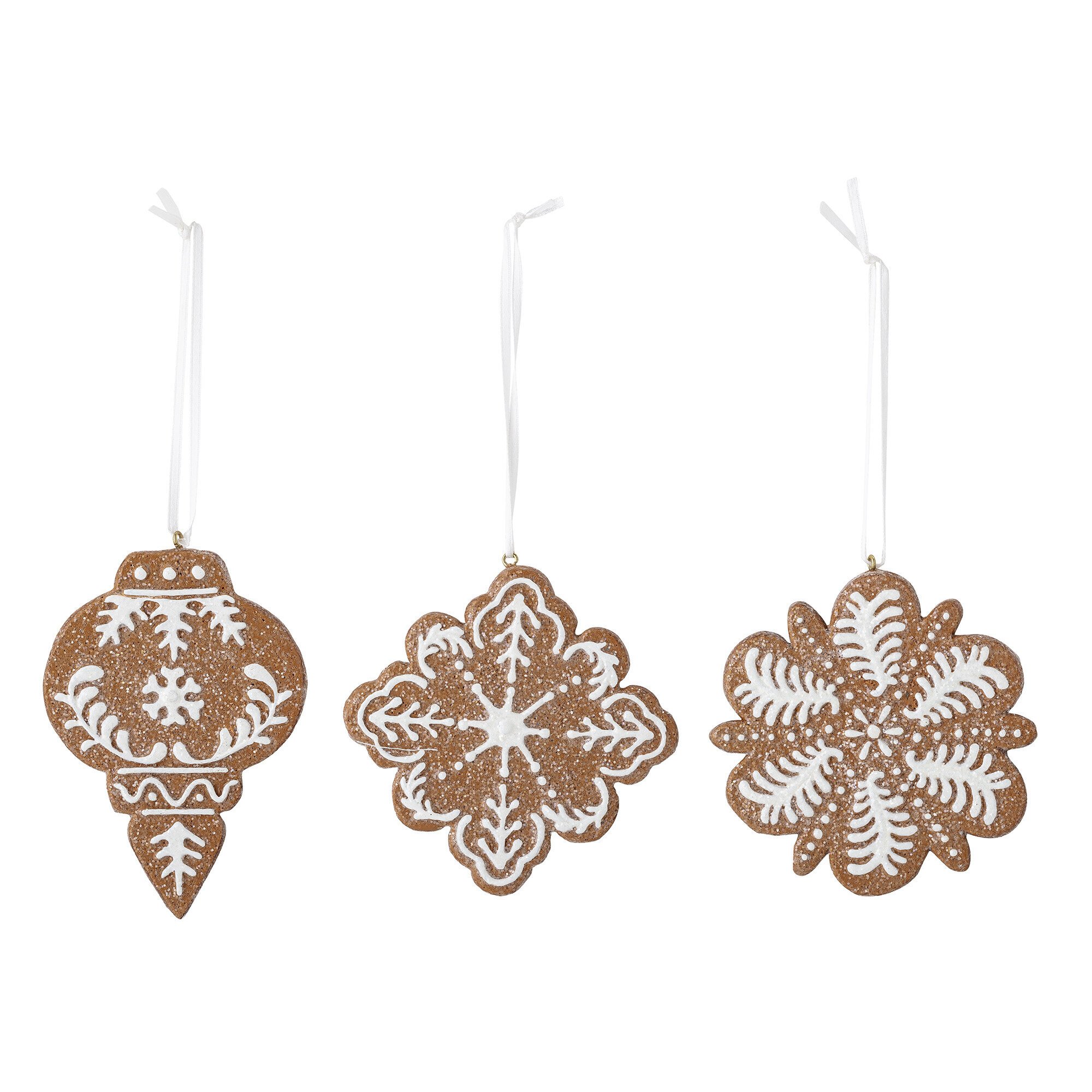 3er Set Ornament Pearl Lebkuchenoptik, braun 