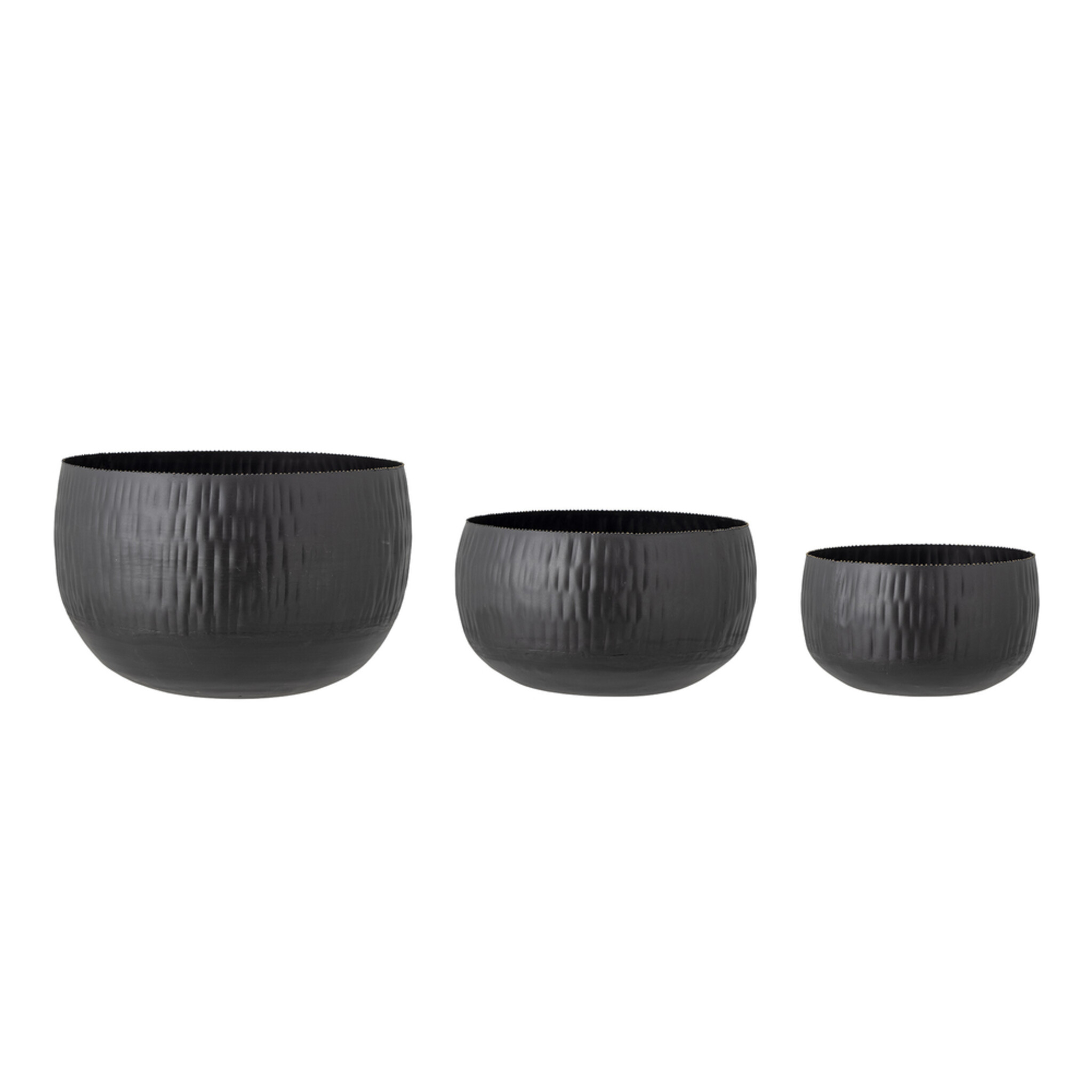 Abisha Blumentopf Set 3er, Schwarz, Metall, schwarz 
