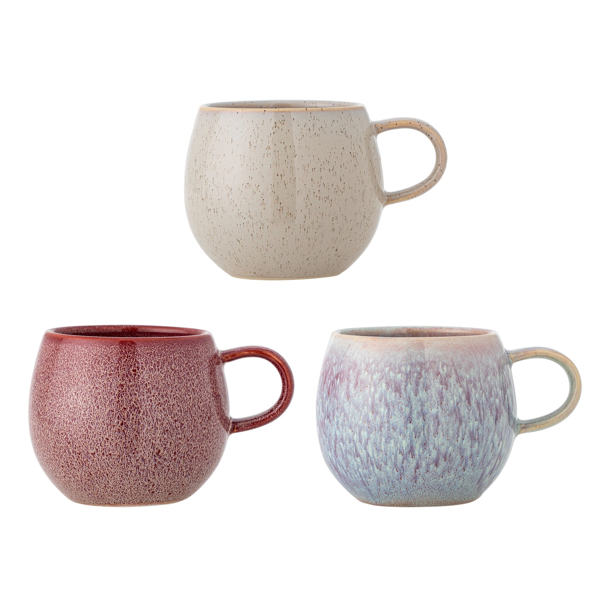 Bloomingville Addison Becher Rose aus Steingut, 3er-Set, rose 
