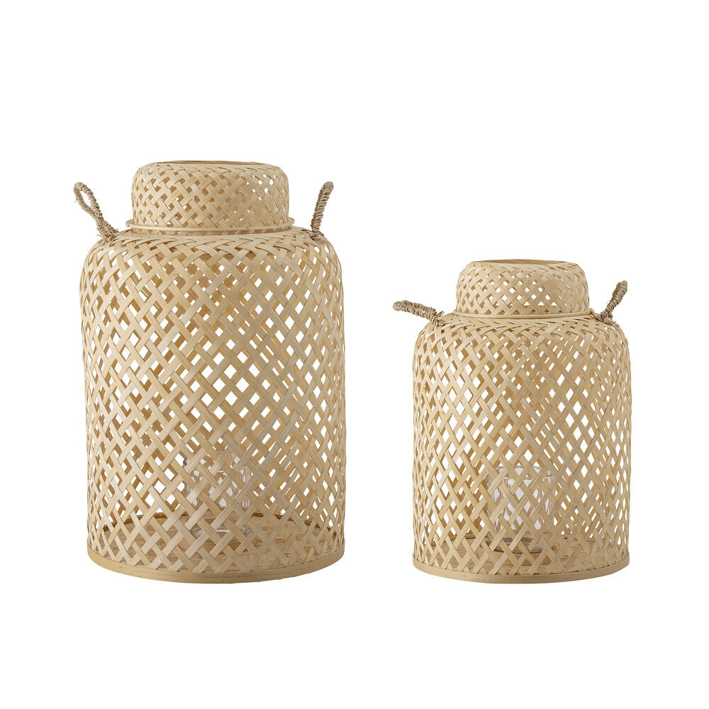 Bambus Laterne mit Glas Madlin 2er, natur 