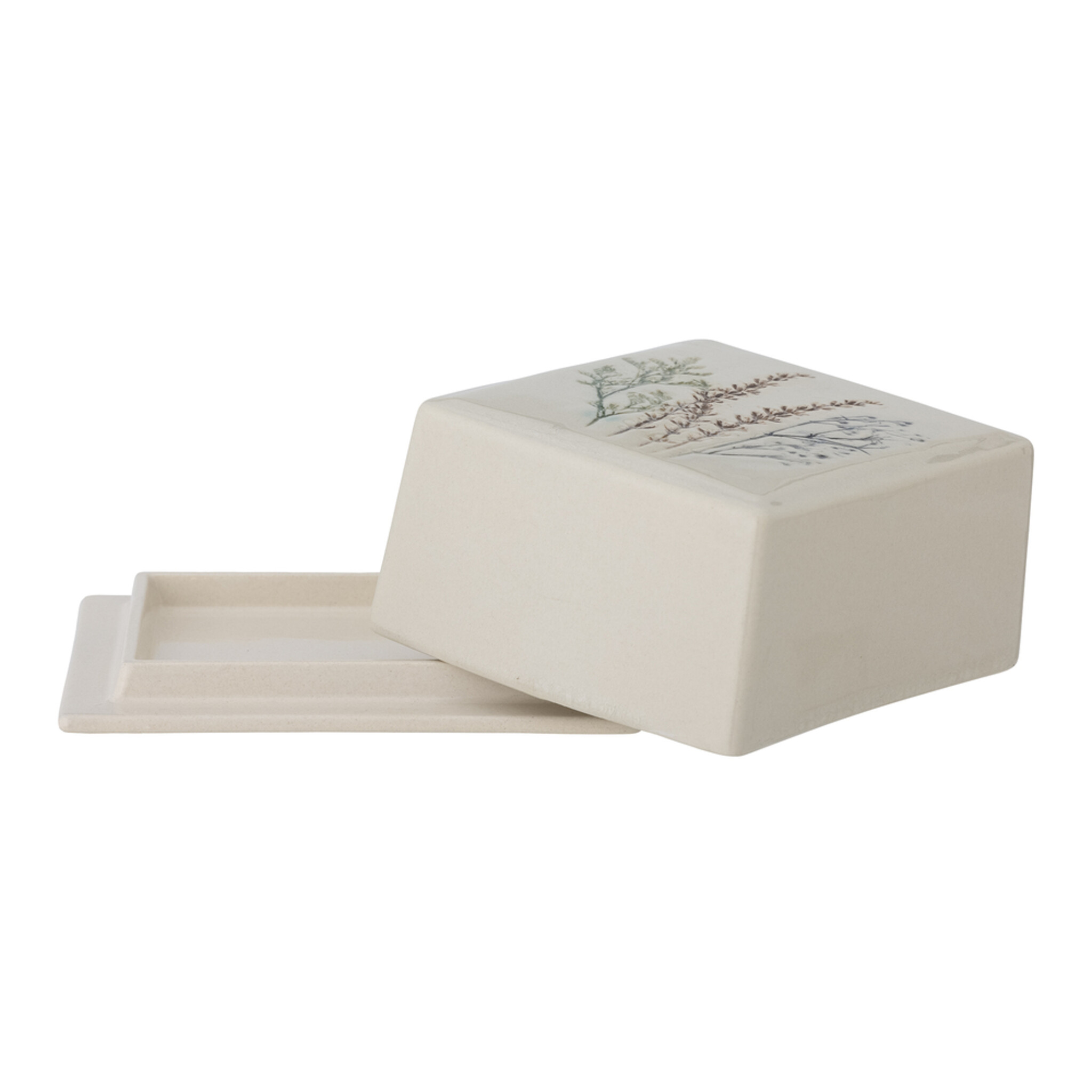 Bea Butterdose aus Steingut, natur 