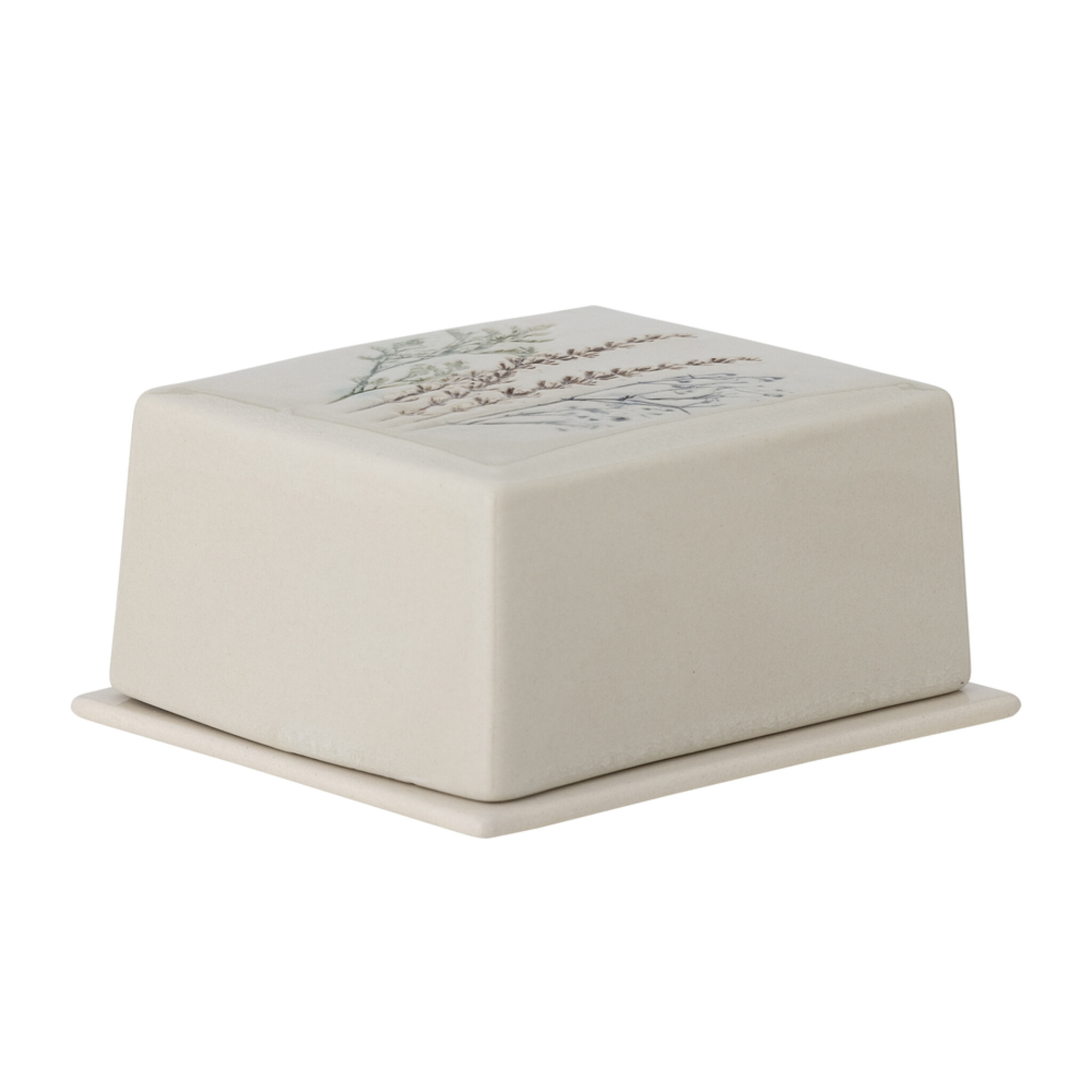 Bea Butterdose aus Steingut, natur 