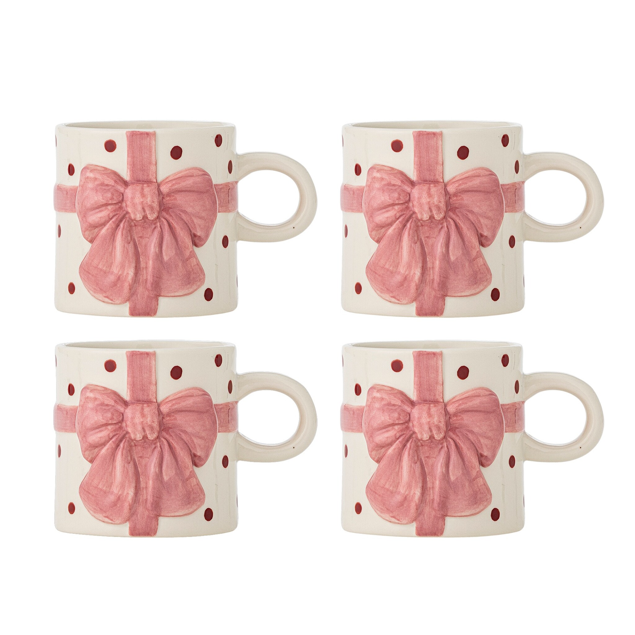 Bloomingville Bowie Becher Rose 4er-Set, Weihnachtsbecher, rosa 