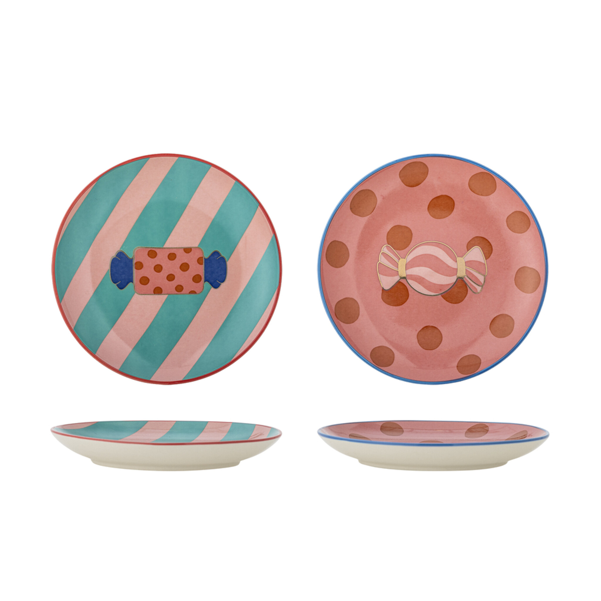 Caramella Teller 2er Set aus Steingut, rosa 