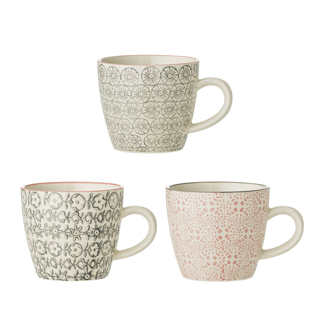 Cécile Tasse, Rose, Steingut 3er-Set, grün 