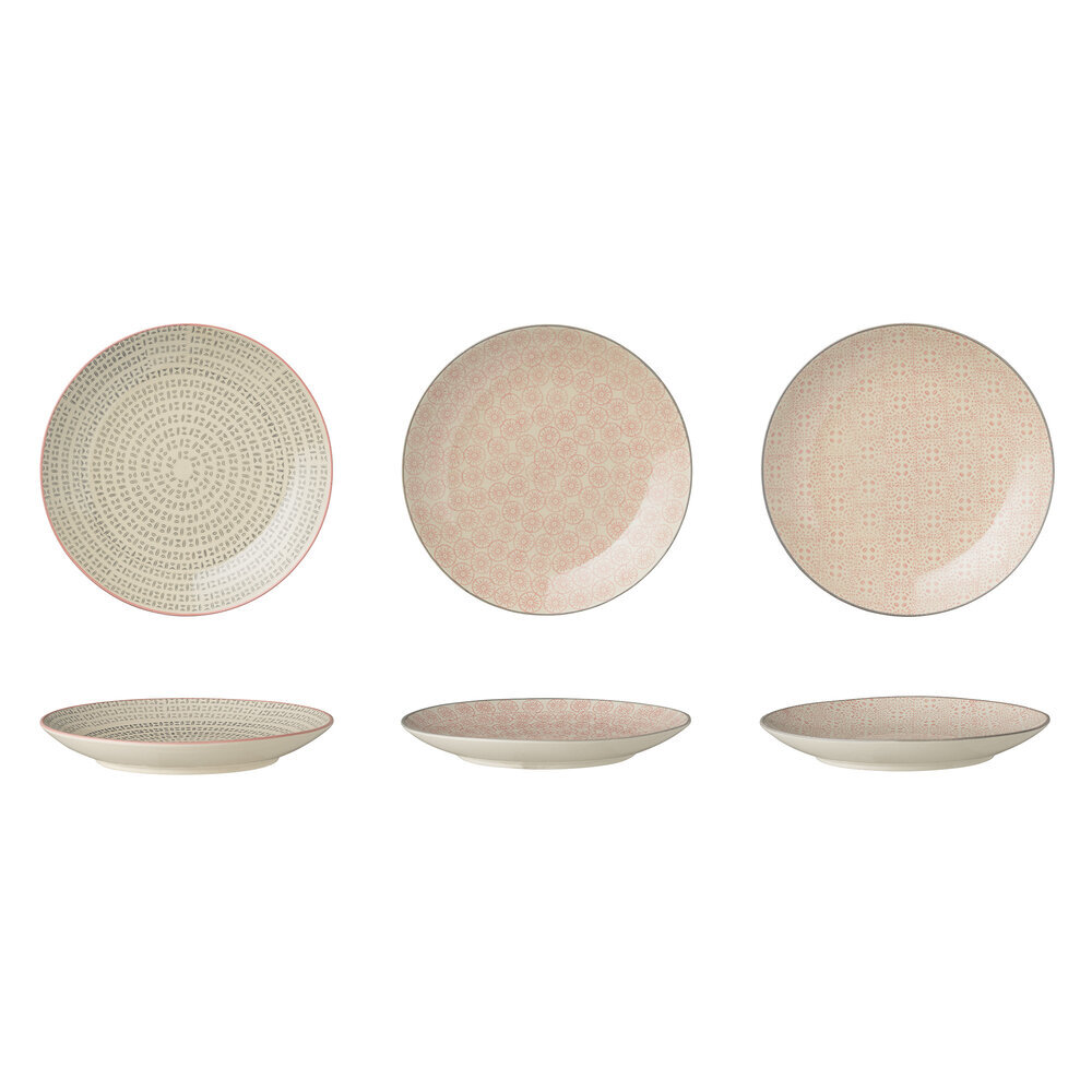 Cécile Teller klein, Rose, Steingut 3er-Ser, rose Ø 20 cm