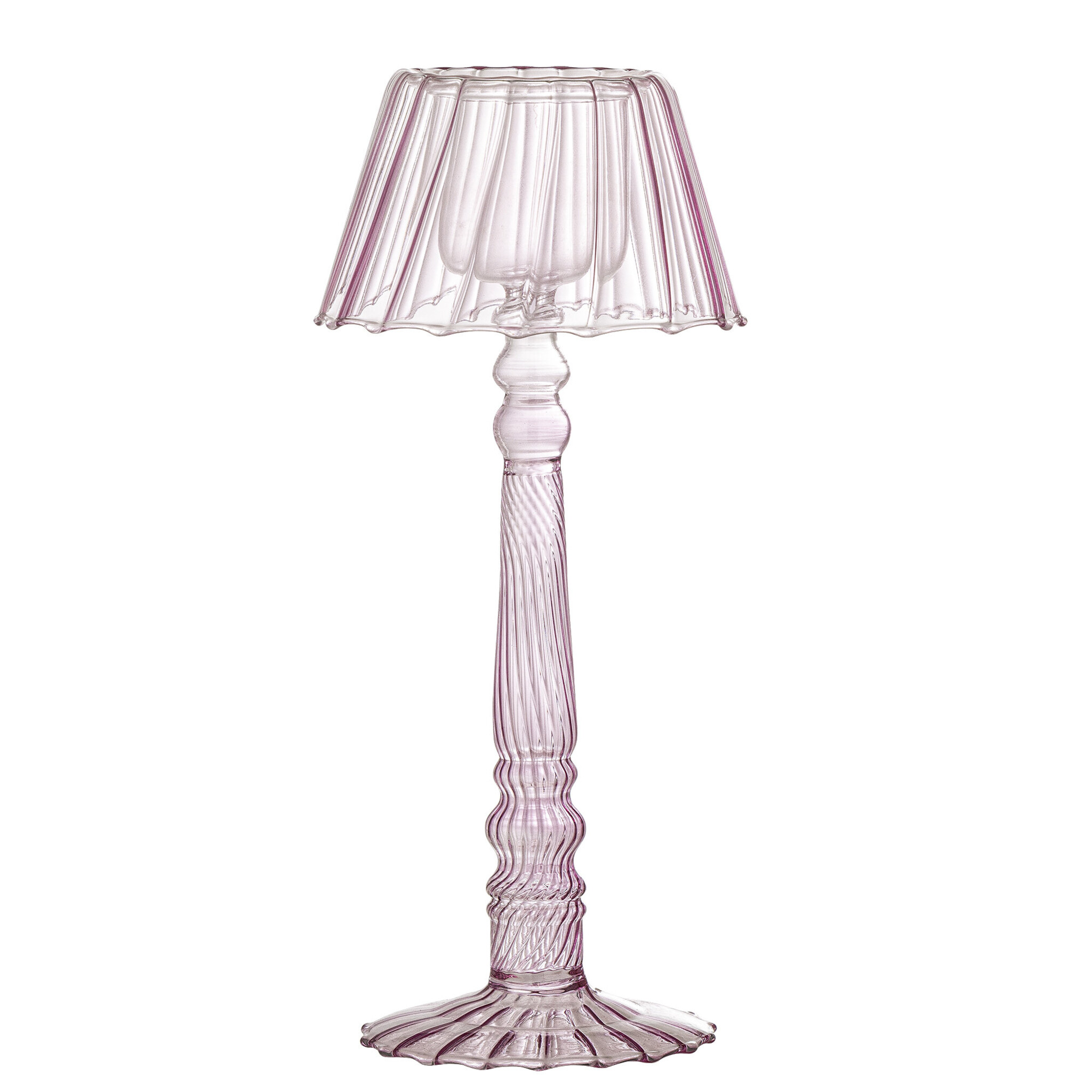 Cisco Teelichthalter Rose aus Glas, rosa 