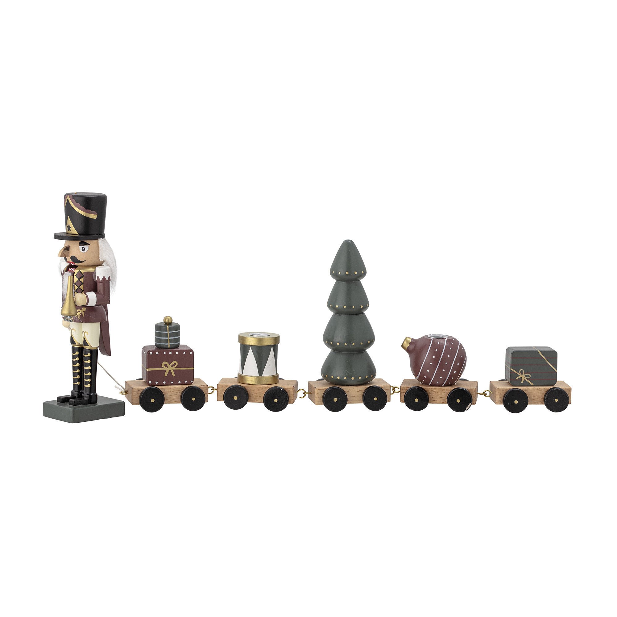 Weihnachtlicher Dekozug Vadim aus Holz, blaugrün 