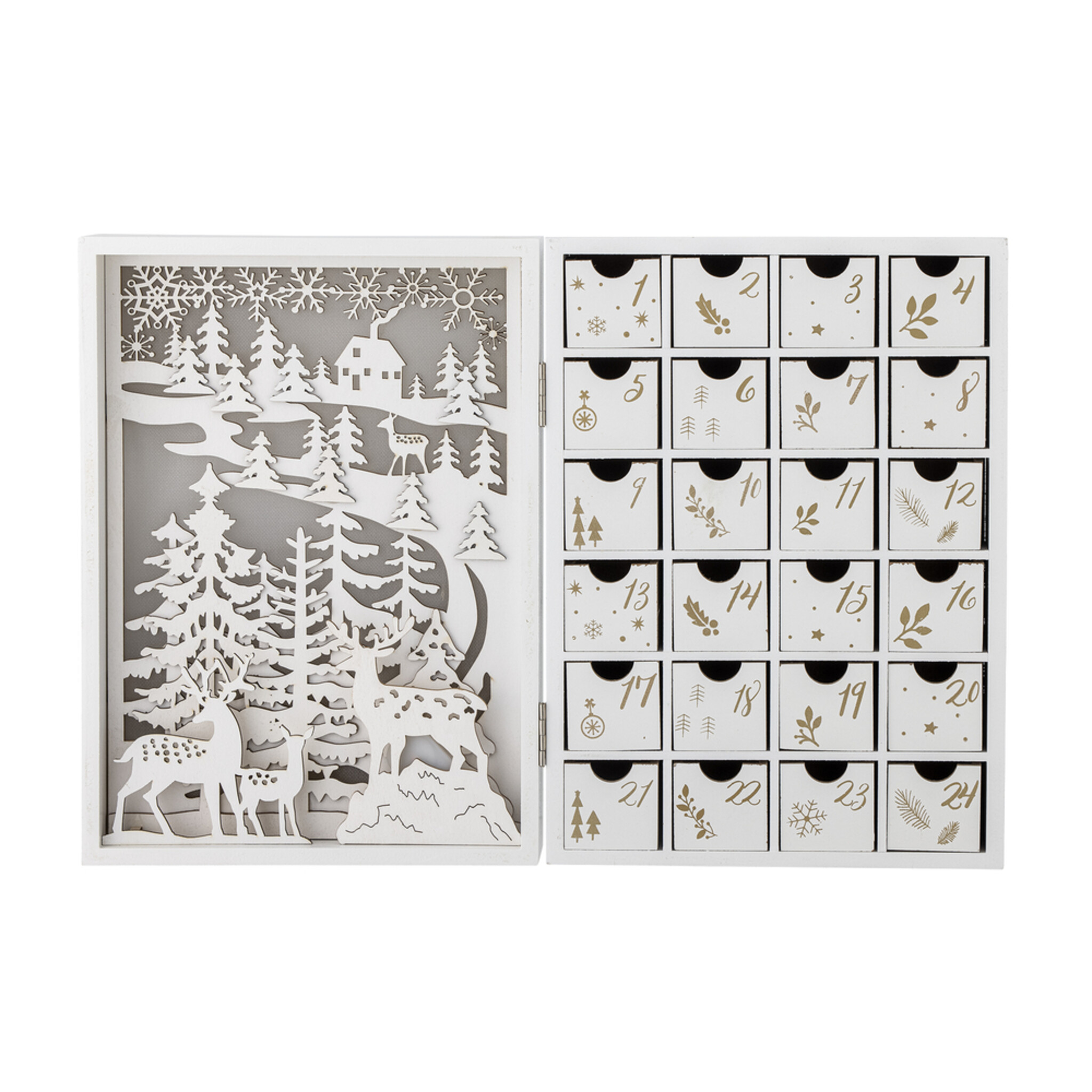 Elimar Adventskalender mit Licht, weiss 
