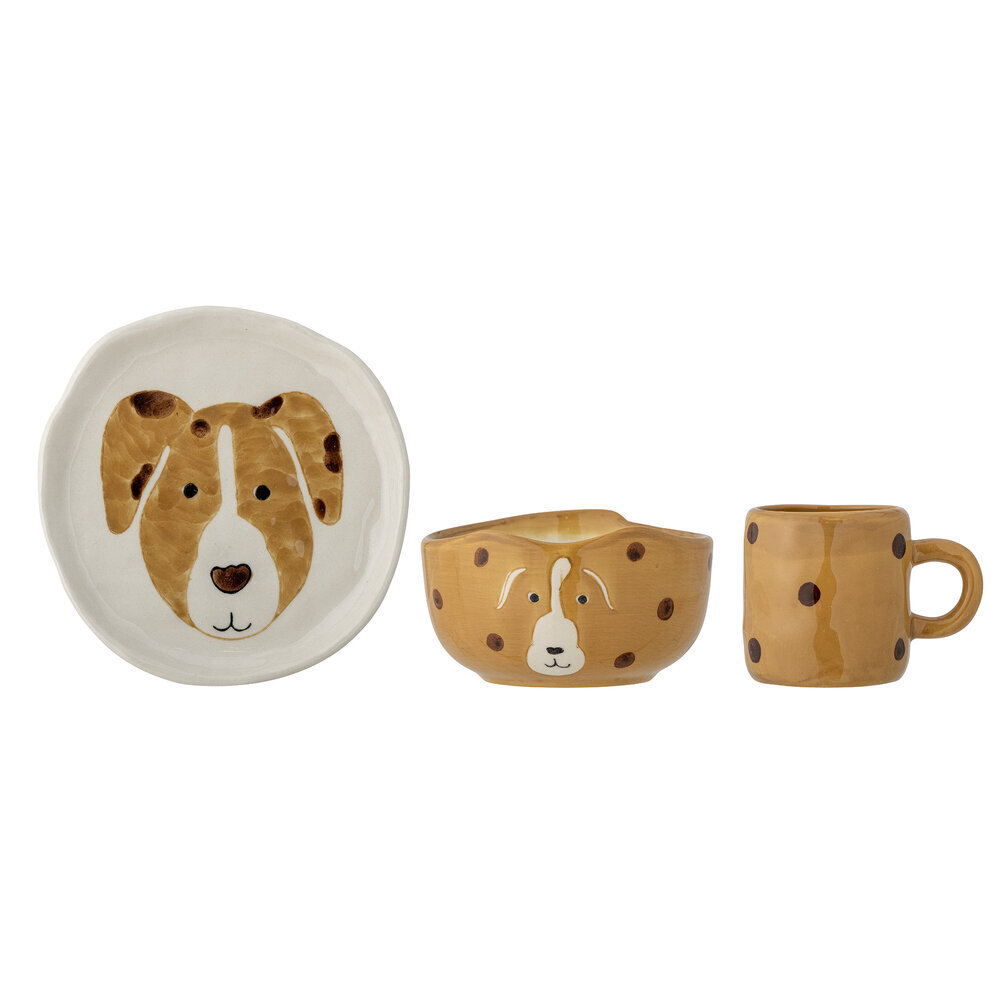 Fenix Kinder Geschirr-Set, Steingut, braun 
