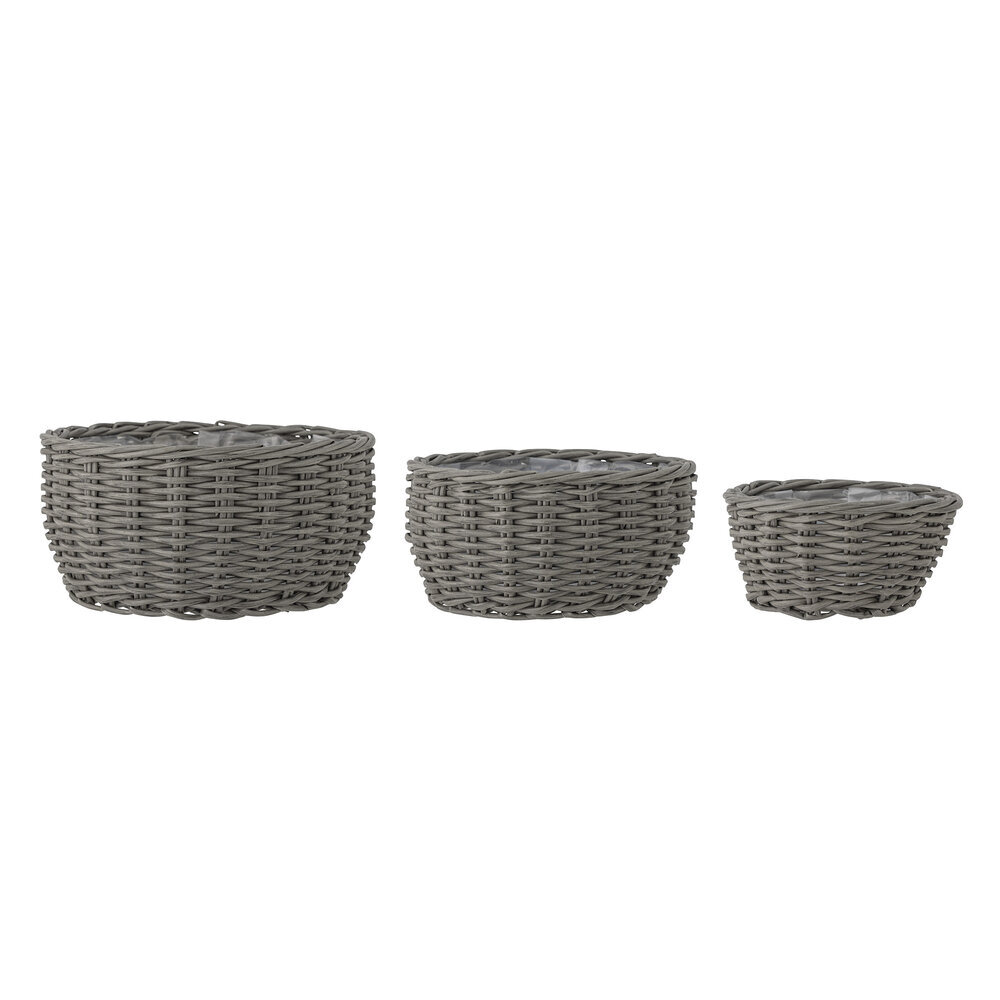 Fioria Blumentopf 3er, Grau, Polyrattan, grau 